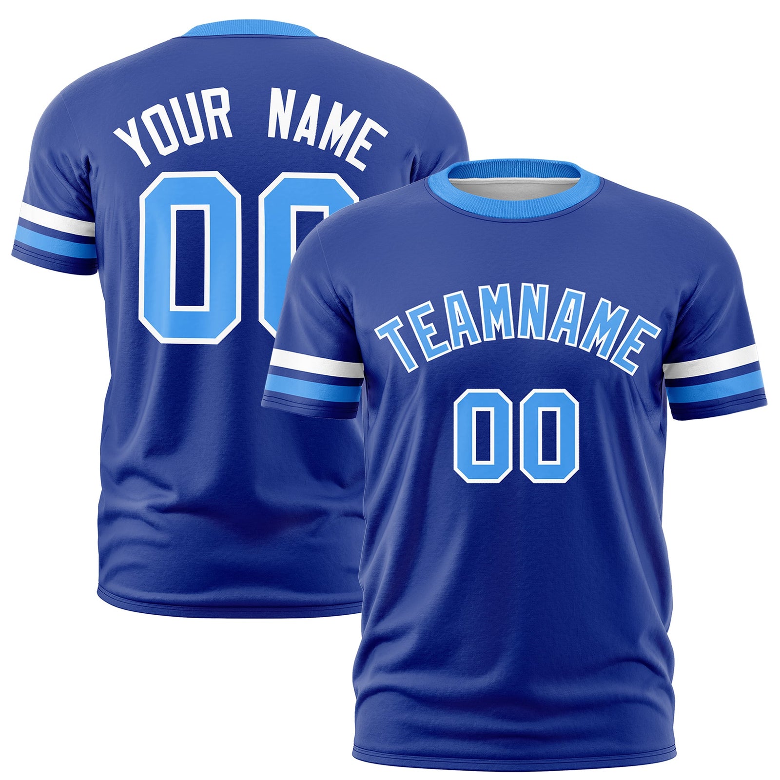 Custom Royal Blue Powder Blue Classic Style Stripe Fashion T-shirt| KXKSHOP