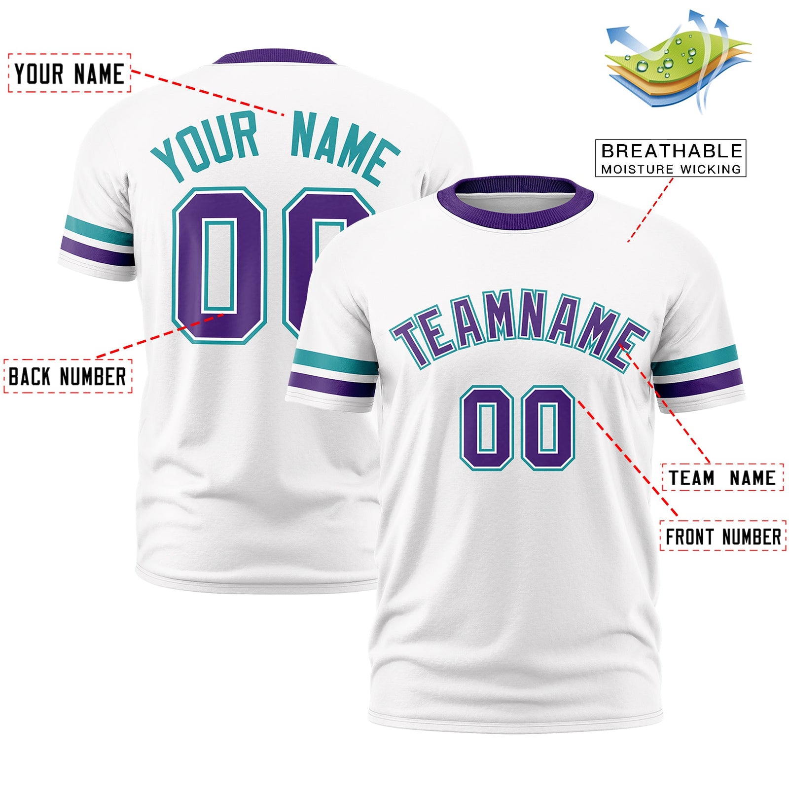 Custom White Purple Classic Style Stripe Fashion T-shirt| KXKSHOP
