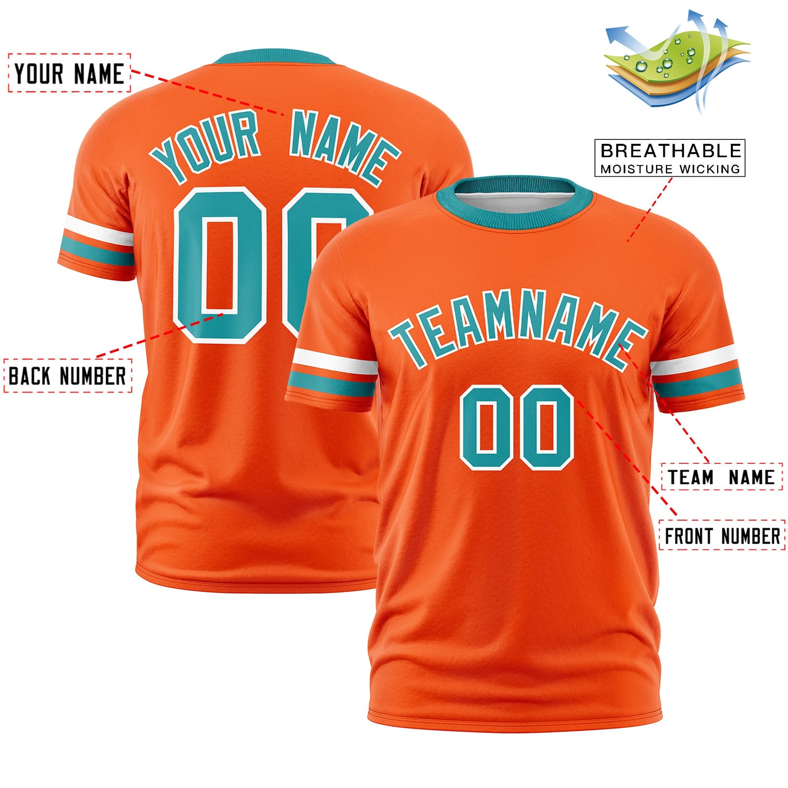 Custom Orange Aqua Classic Style Stripe Fashion T-shirt| KXKSHOP