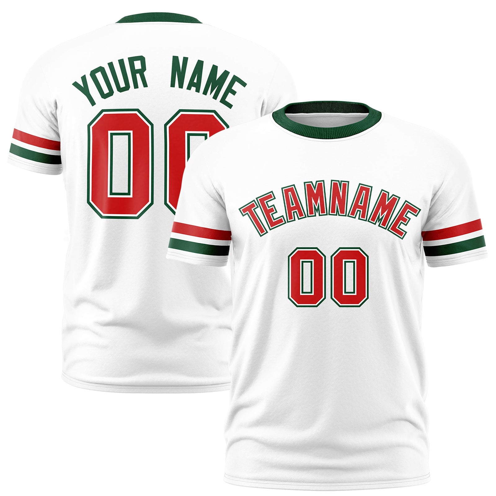 Custom White Green Classic Style Stripe Fashion T-shirt| KXKSHOP