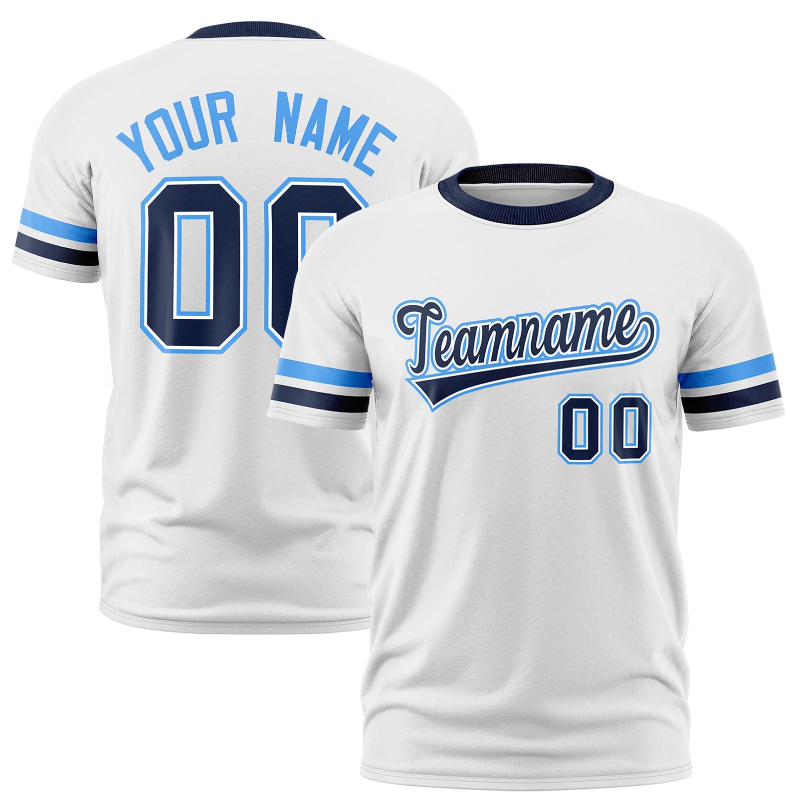 Custom White Navy Classic Style Stripe Fashion T-shirt| KXKSHOP