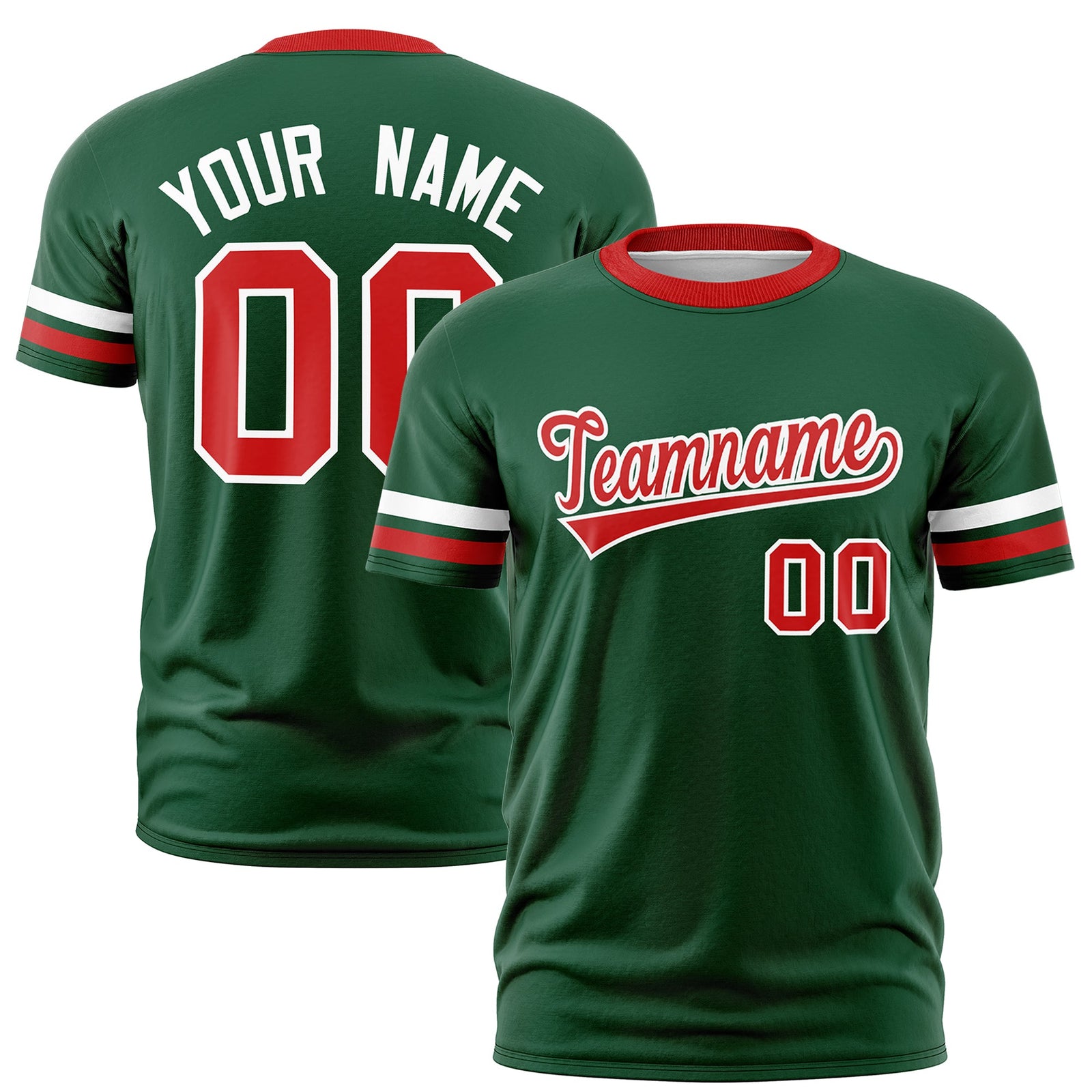 Custom Green Red Classic Style Stripe Fashion T-shirt| KXKSHOP