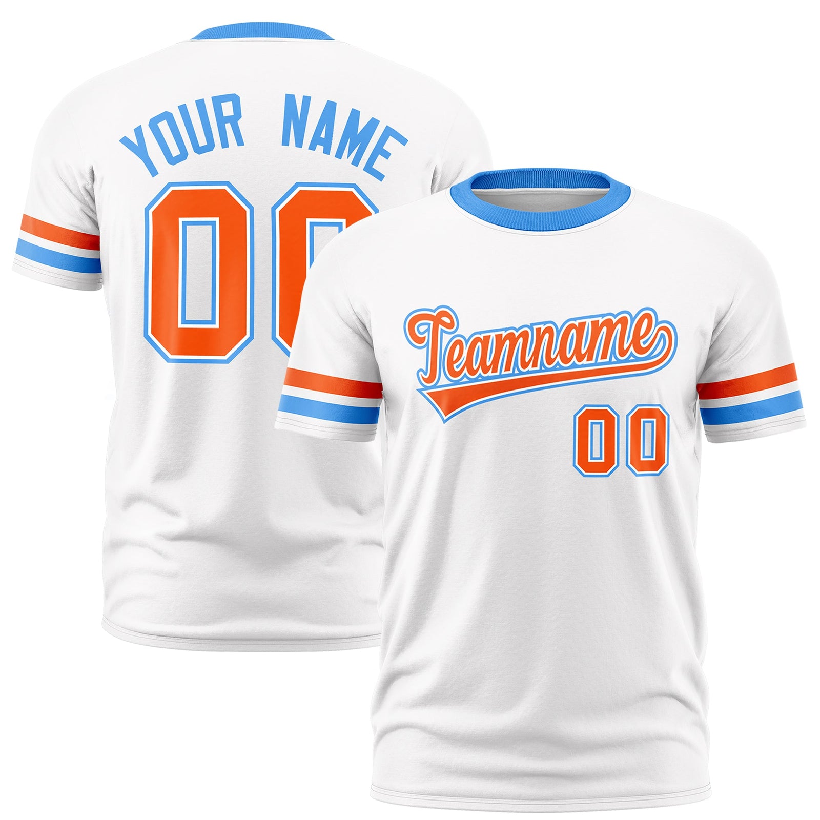 Custom White Powder Blue Classic Style Stripe Fashion T-shirt| KXKSHOP