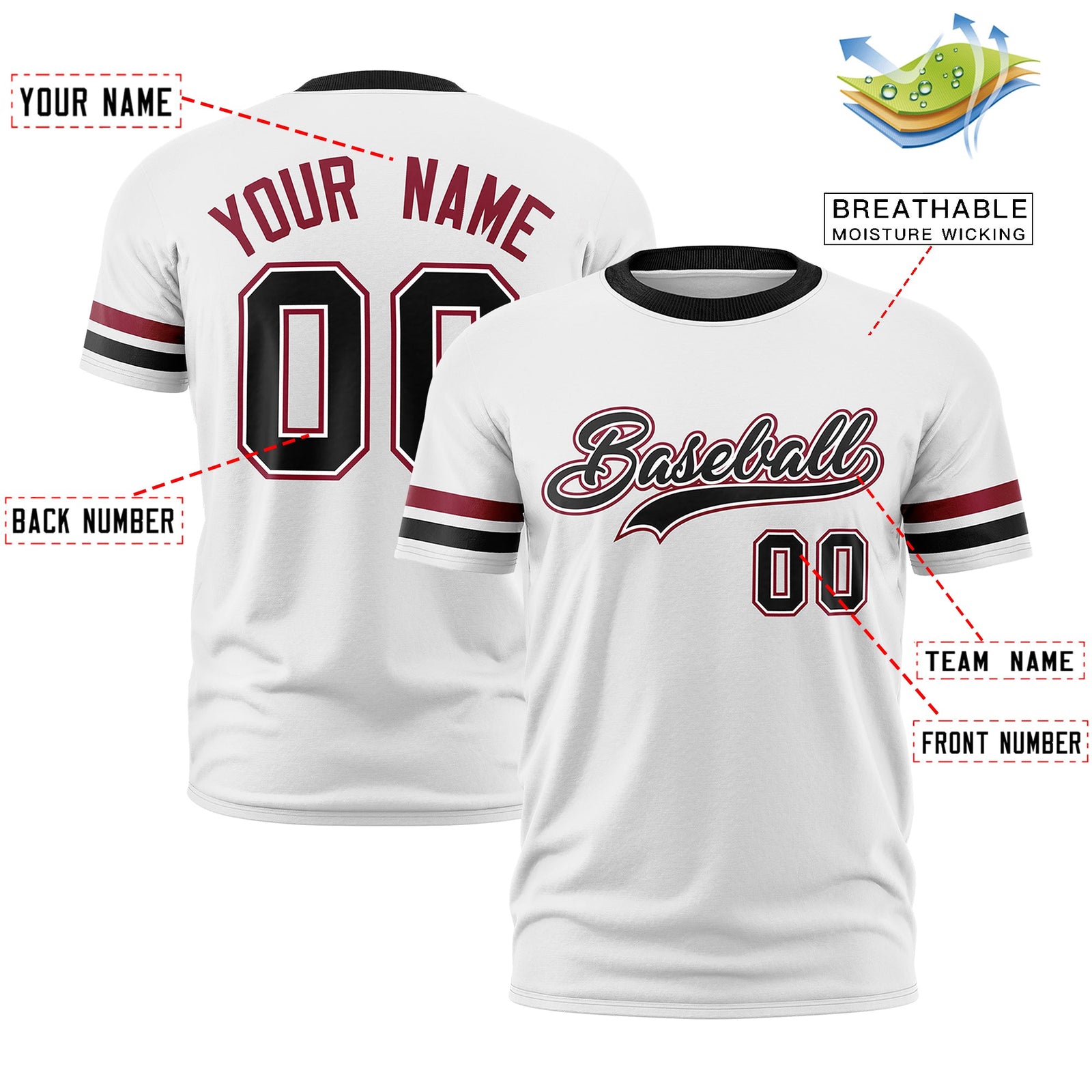 Custom White Black Classic Style Stripe Fashion T-shirt| KXKSHOP