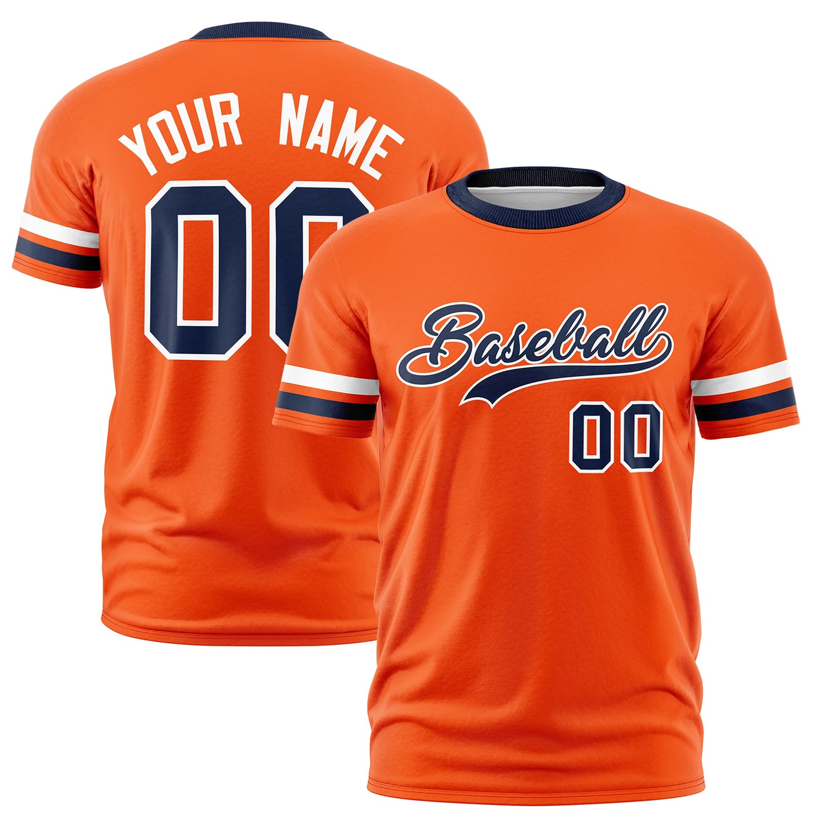 Custom Orange Navy Classic Style Stripe Fashion T-shirt| KXKSHOP