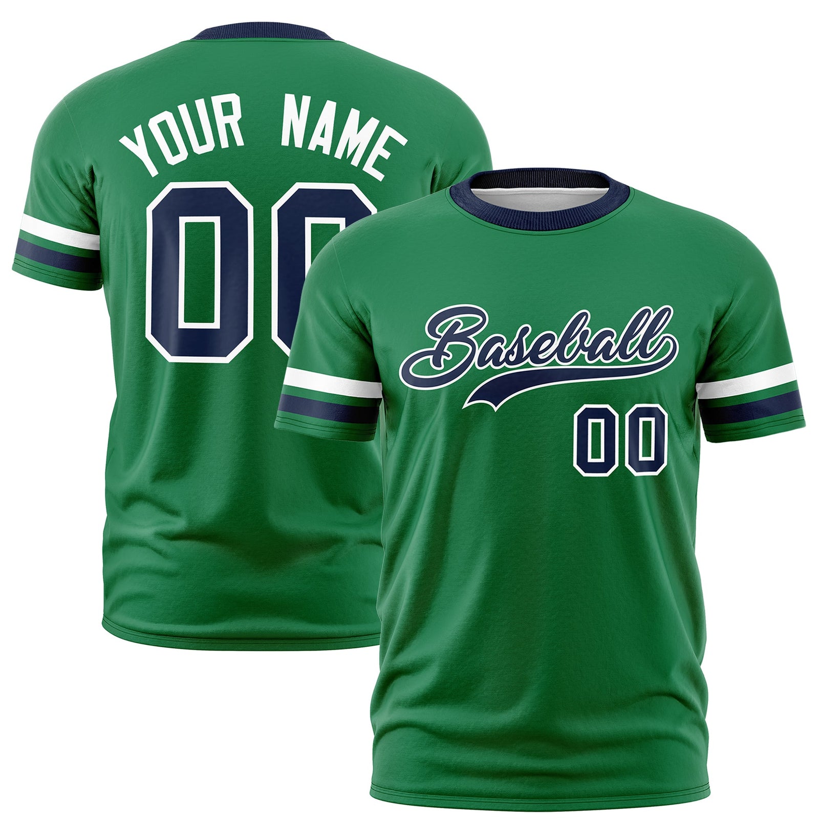 Custom Kelly Green Navy Classic Style Stripe Fashion T-shirt| KXKSHOP