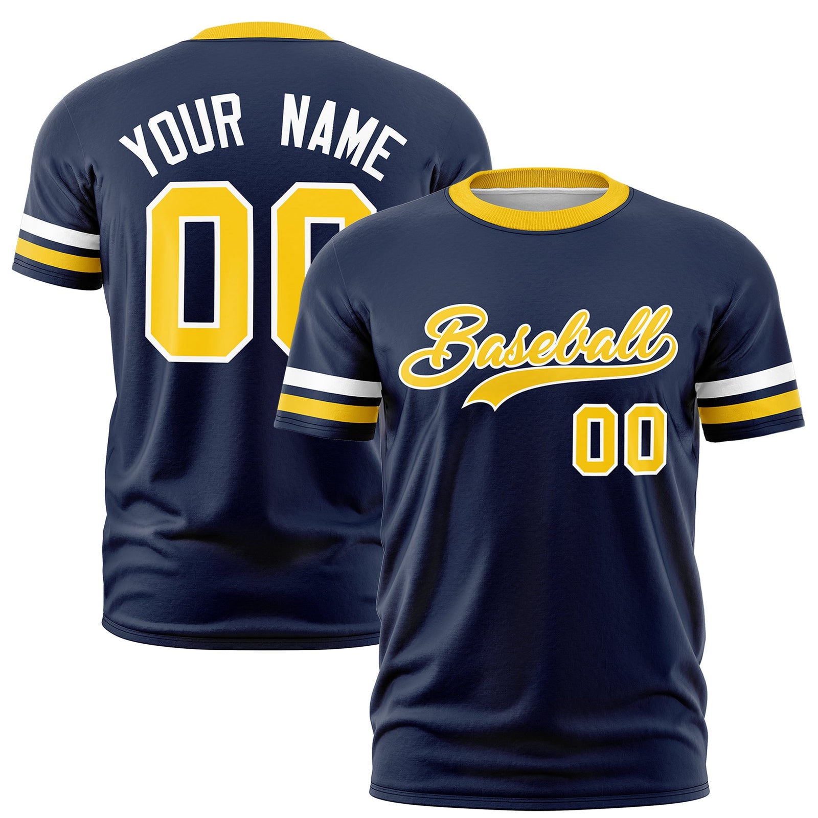 Custom Navy Gold Classic Style Stripe Fashion T-shirt| KXKSHOP
