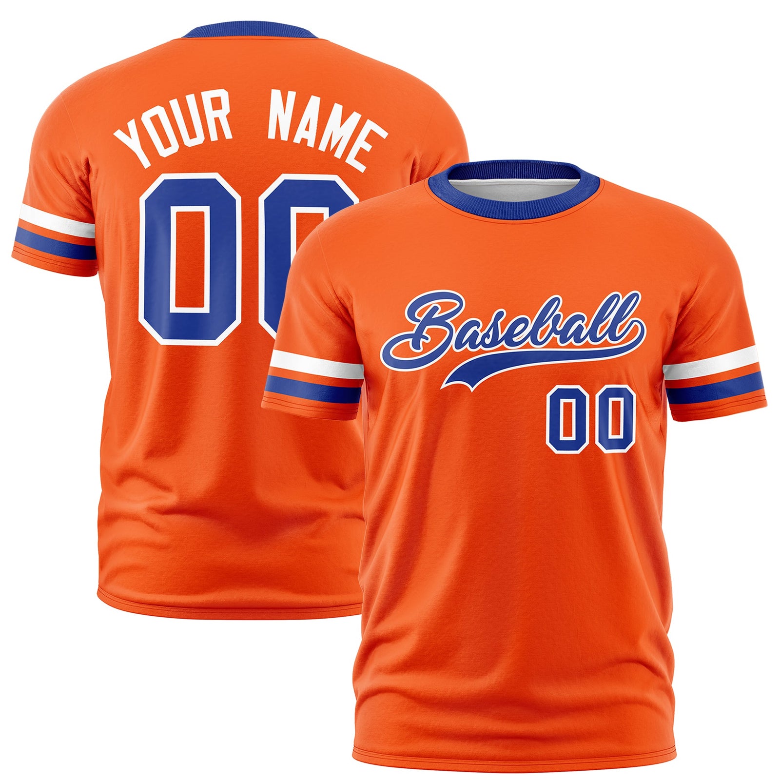 Custom Orange Royal Blue Classic Style Stripe Fashion T-shirt| KXKSHOP