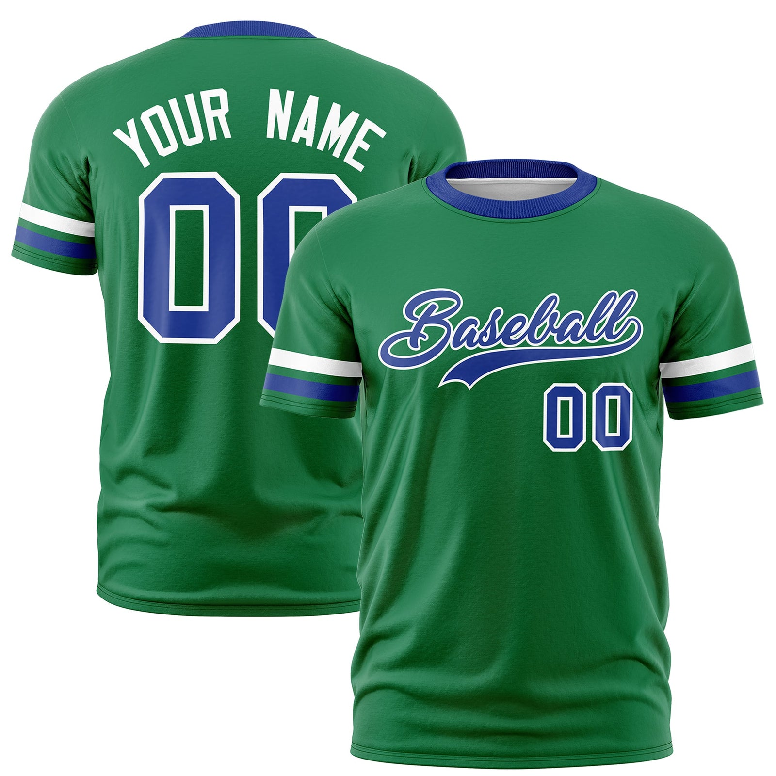 Custom Kelly Green Royal Blue Classic Style Stripe Fashion T-shirt| KXKSHOP
