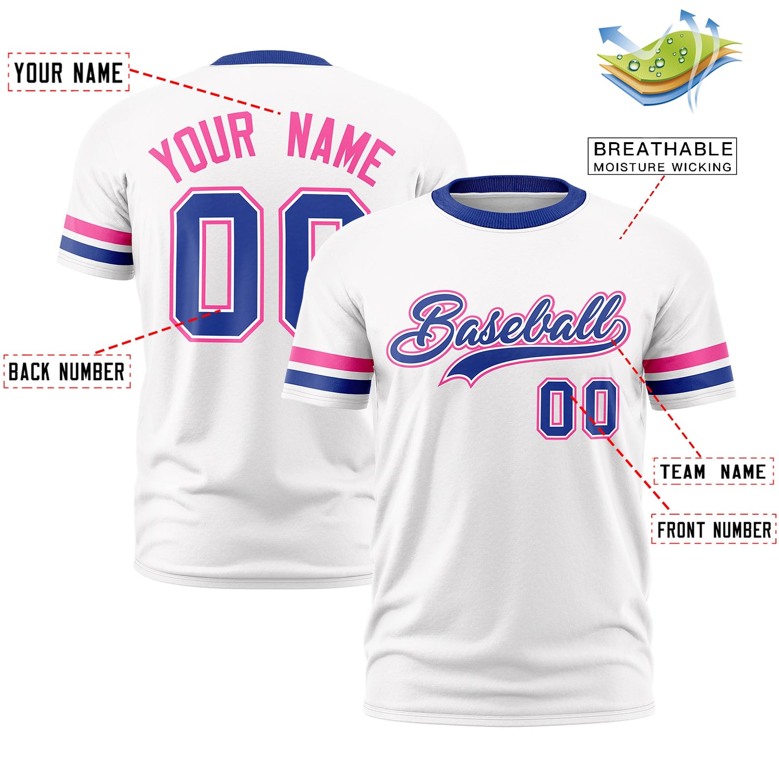 Custom White Royal Blue Classic Style Stripe Fashion T-shirt| KXKSHOP