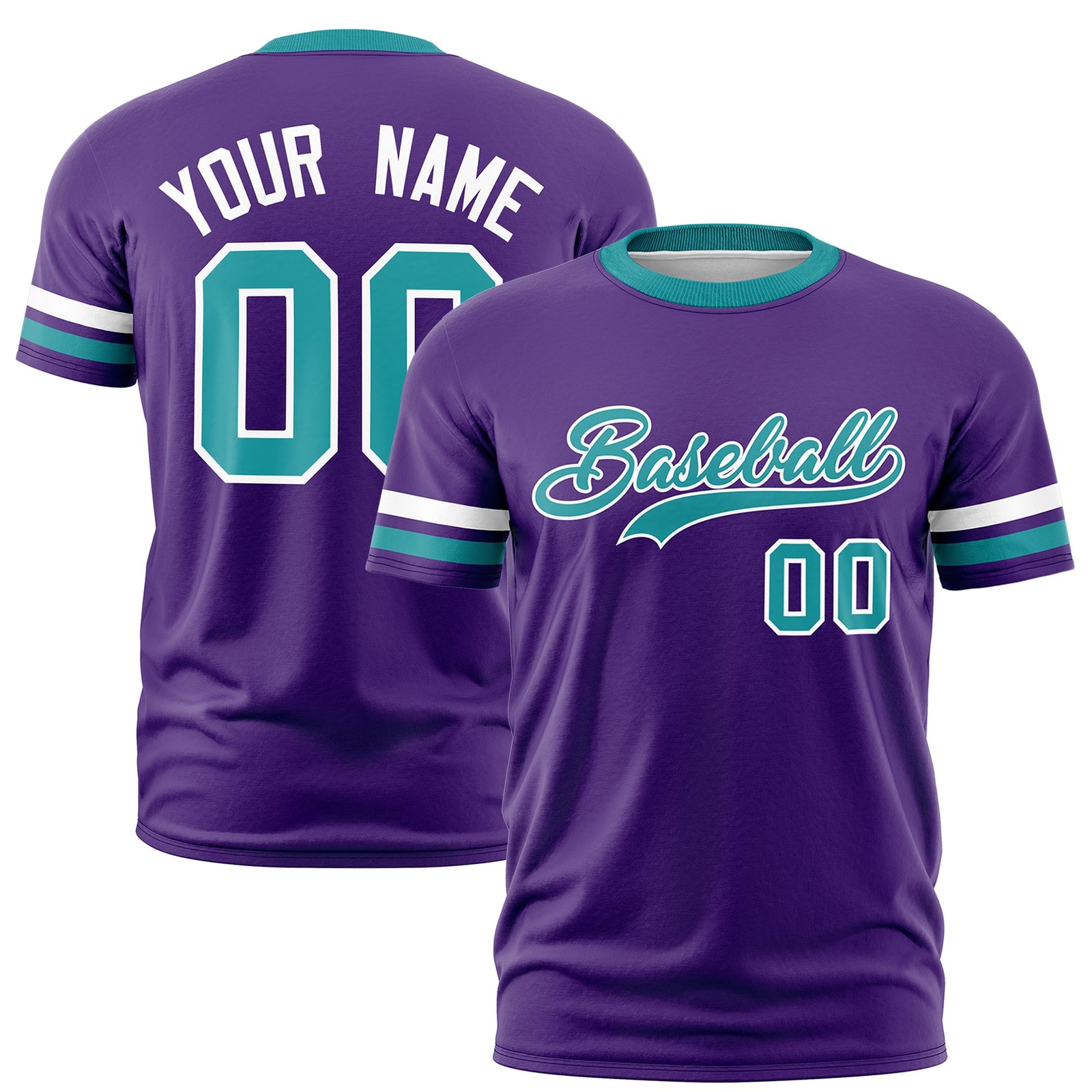 Custom Purple Aqua Classic Style Stripe Fashion T-shirt| KXKSHOP