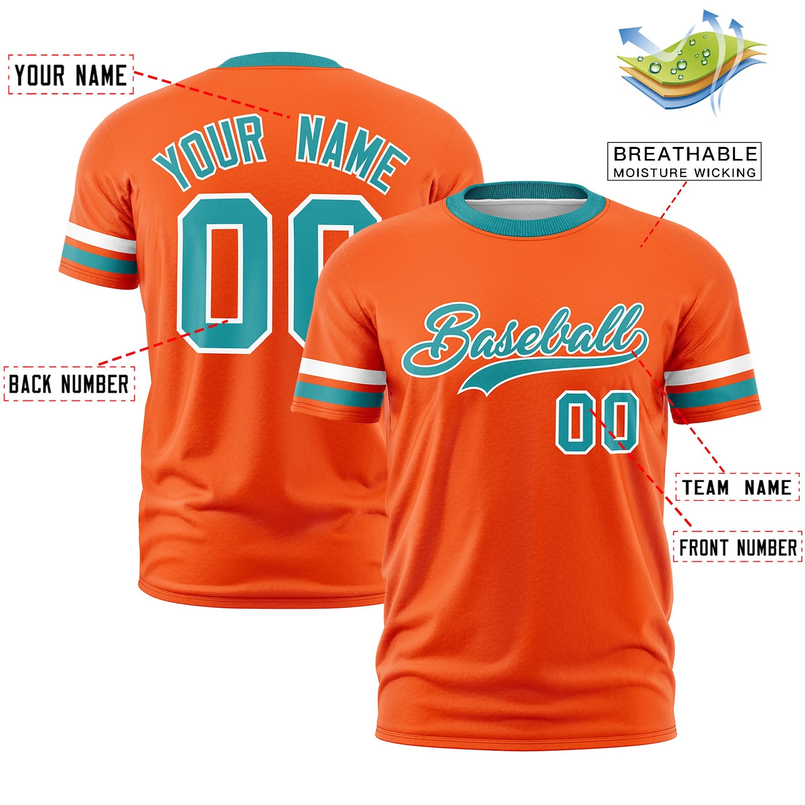 Custom Orange Aqua Classic Style Stripe Fashion T-shirt| KXKSHOP