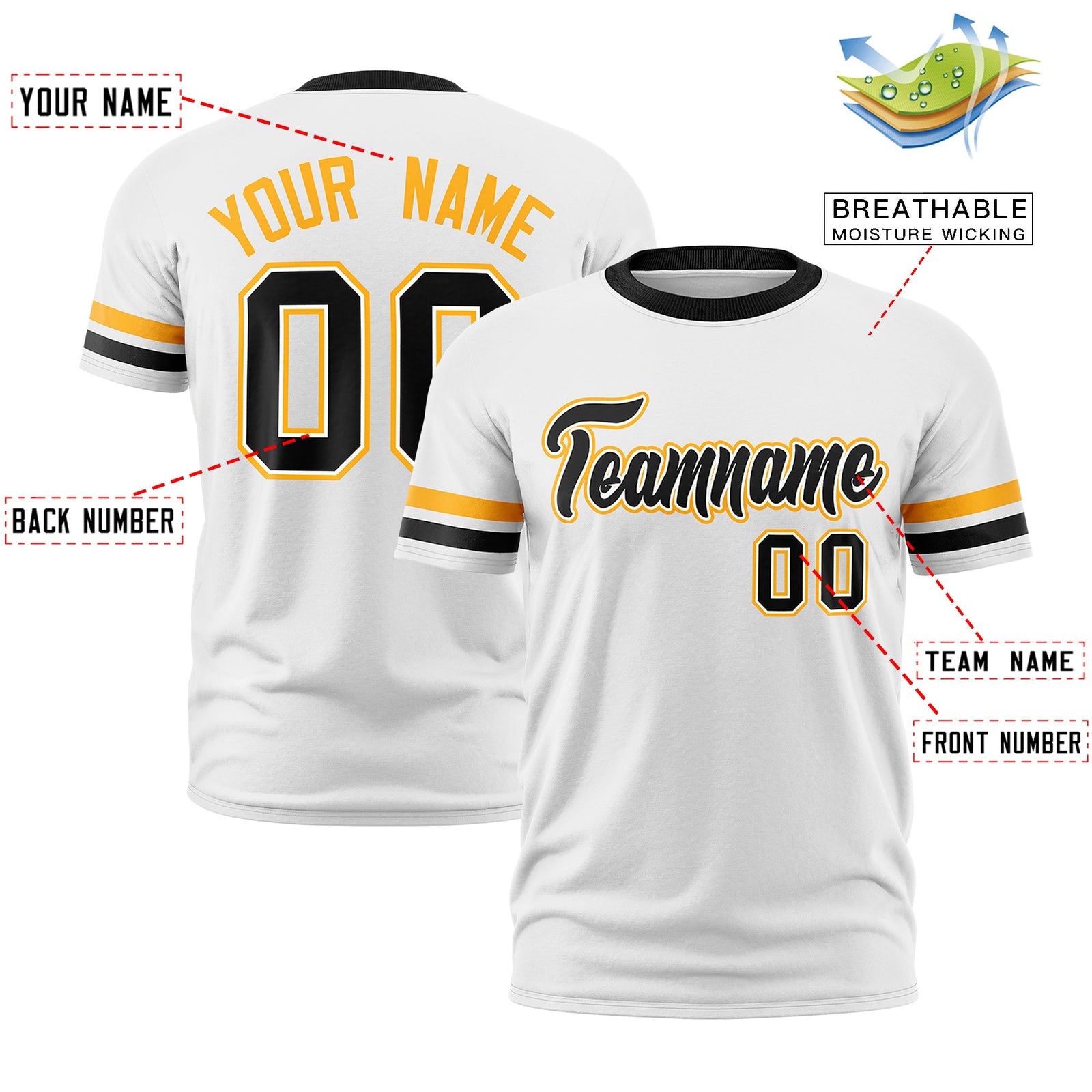 Custom White Black Classic Style Stripe Fashion T-shirt| KXKSHOP