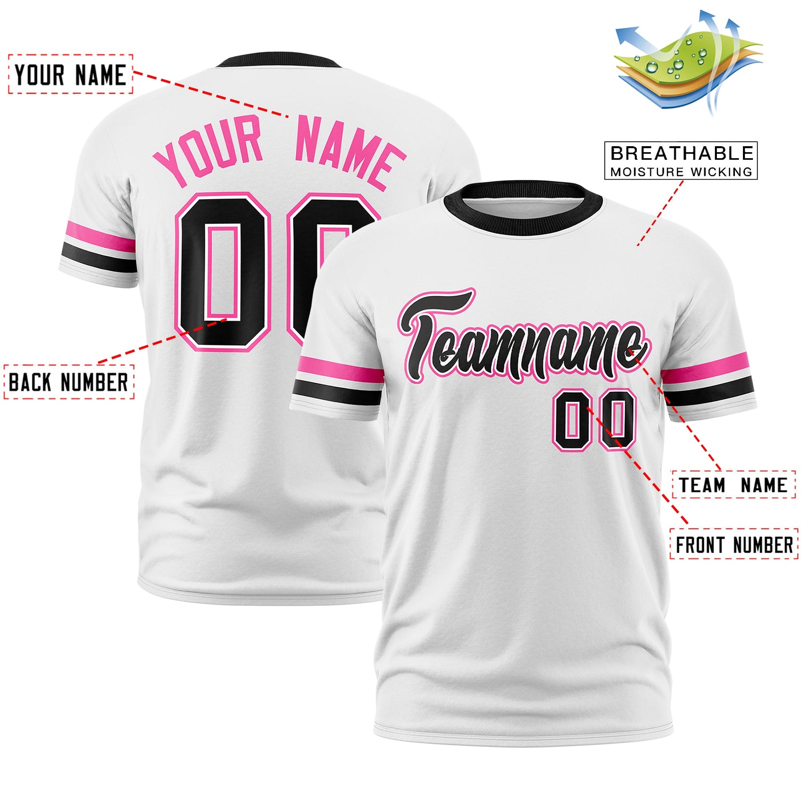 Custom White Black Classic Style Stripe Fashion T-shirt| KXKSHOP