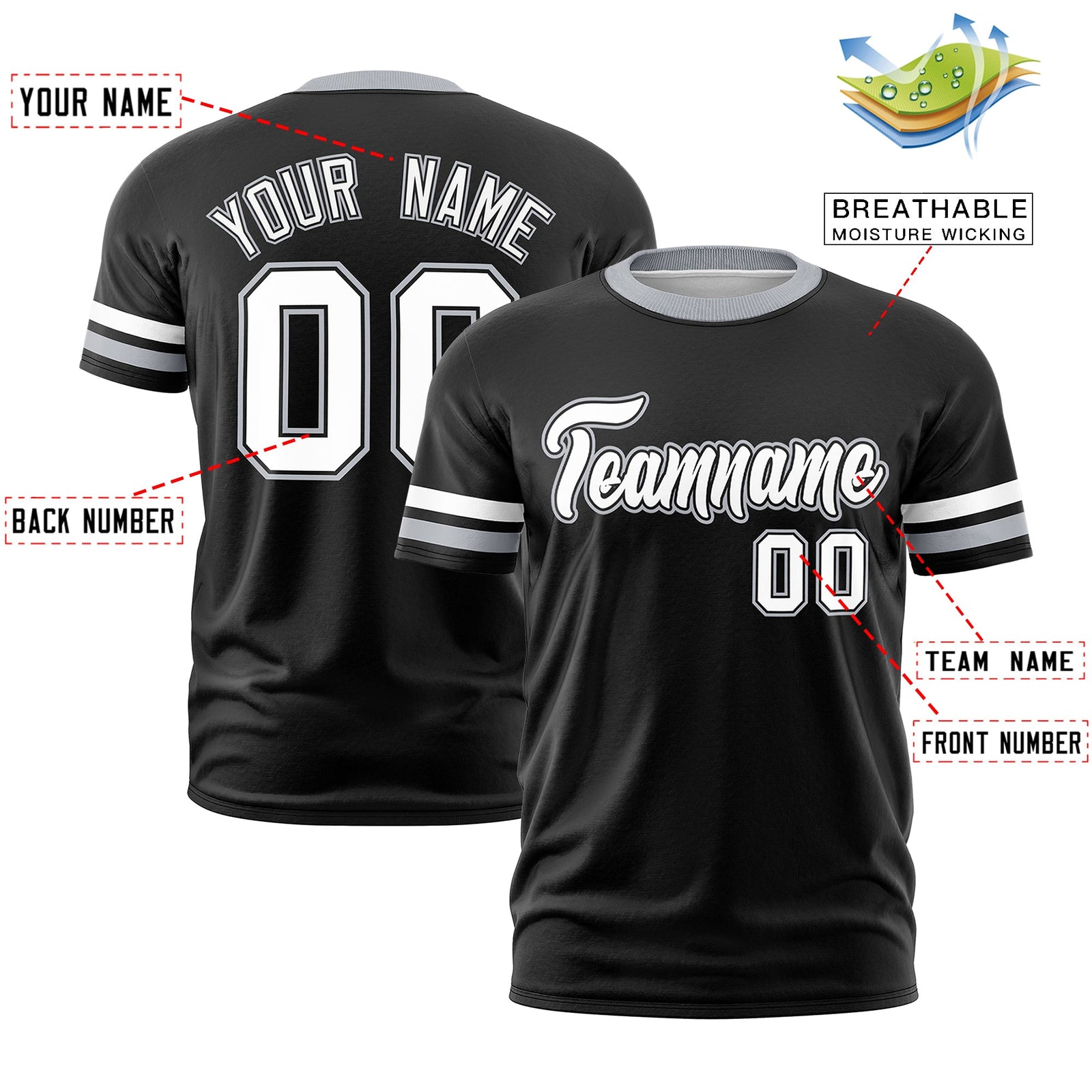 Custom Black Gray Classic Style Stripe Fashion T-shirt| KXKSHOP