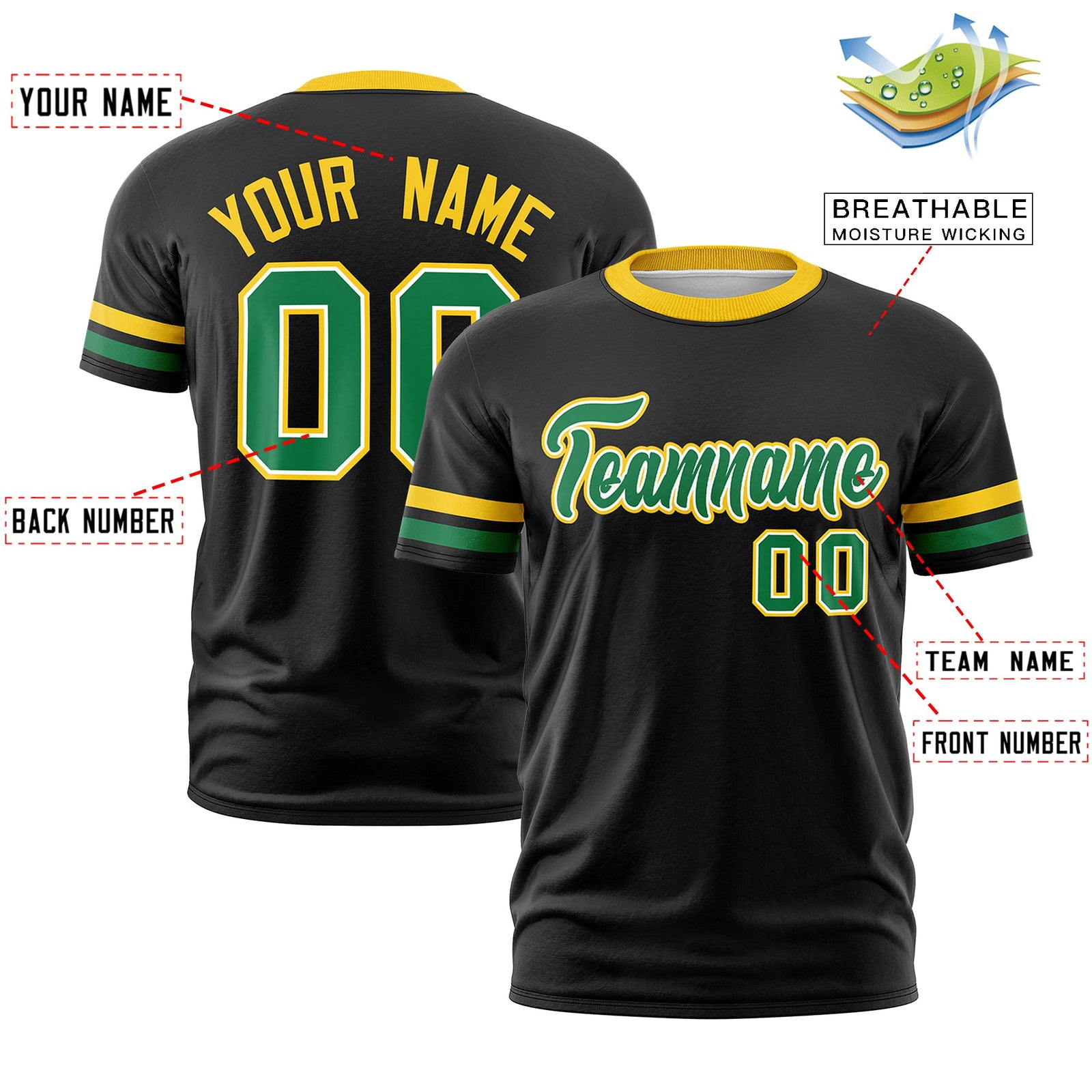 Custom Black Kelly Green Classic Style Stripe Fashion T-shirt| KXKSHOP