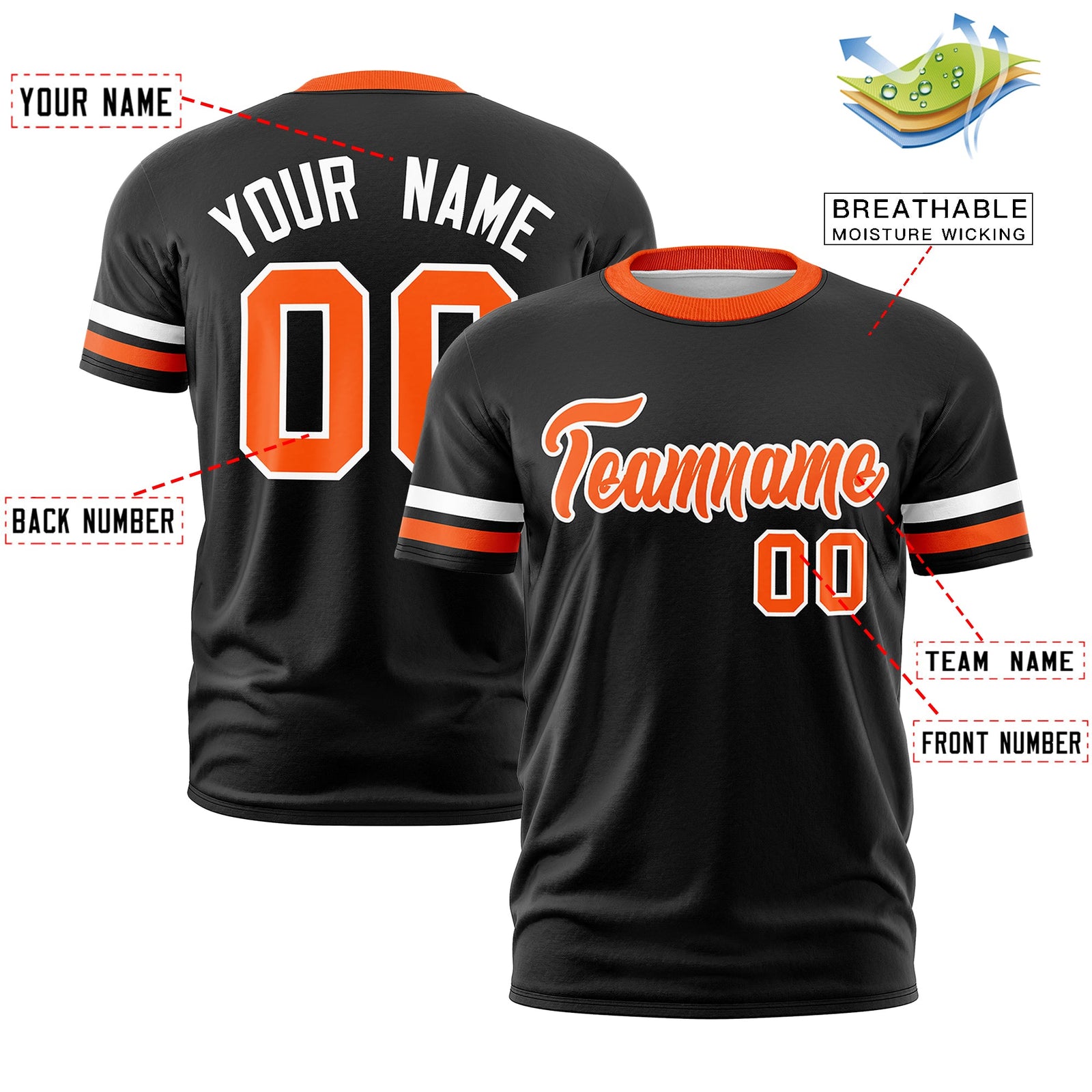 Custom Black Orange Classic Style Stripe Fashion T-shirt| KXKSHOP