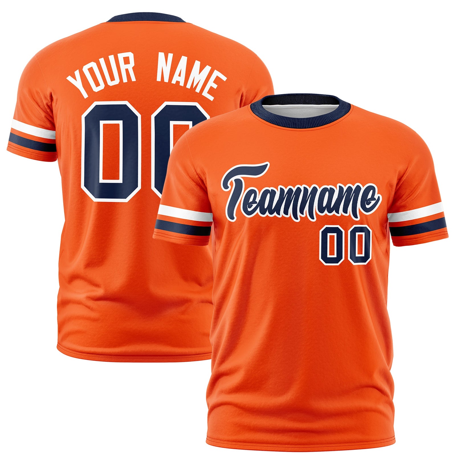 Custom Orange Navy Classic Style Stripe Fashion T-shirt| KXKSHOP