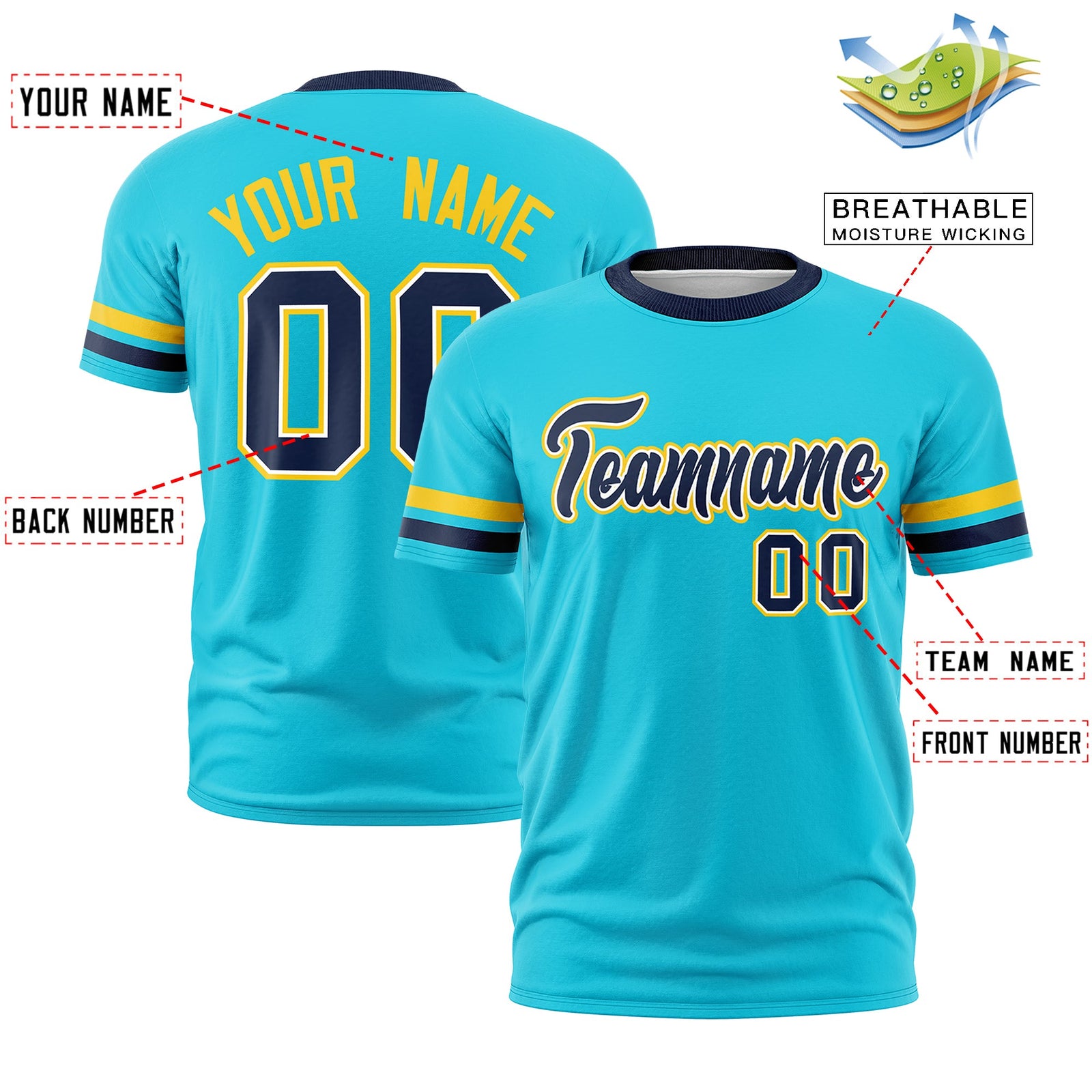 Custom Sky Blue Navy Classic Style Stripe Fashion T-shirt| KXKSHOP