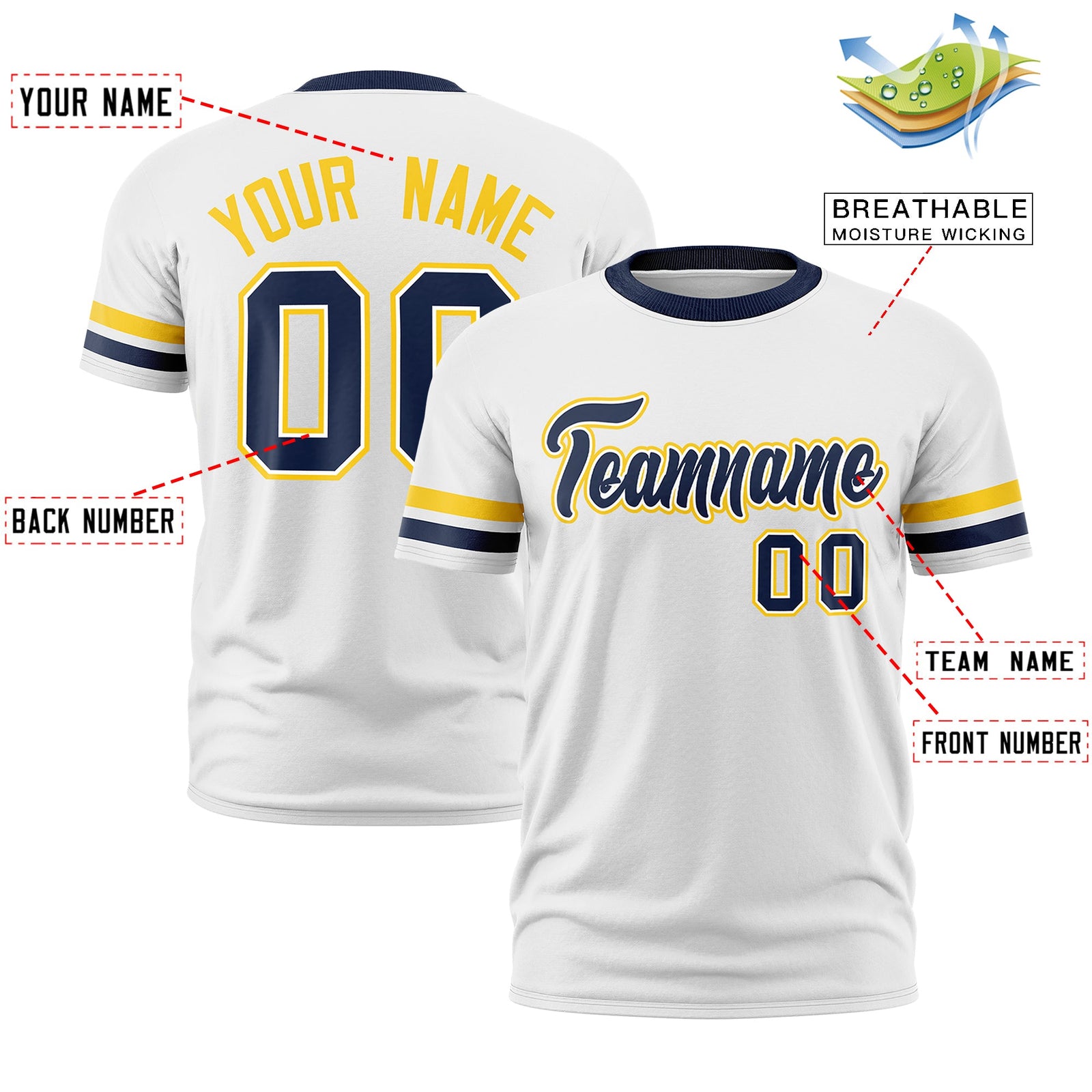 Custom White Navy Classic Style Stripe Fashion T-shirt| KXKSHOP