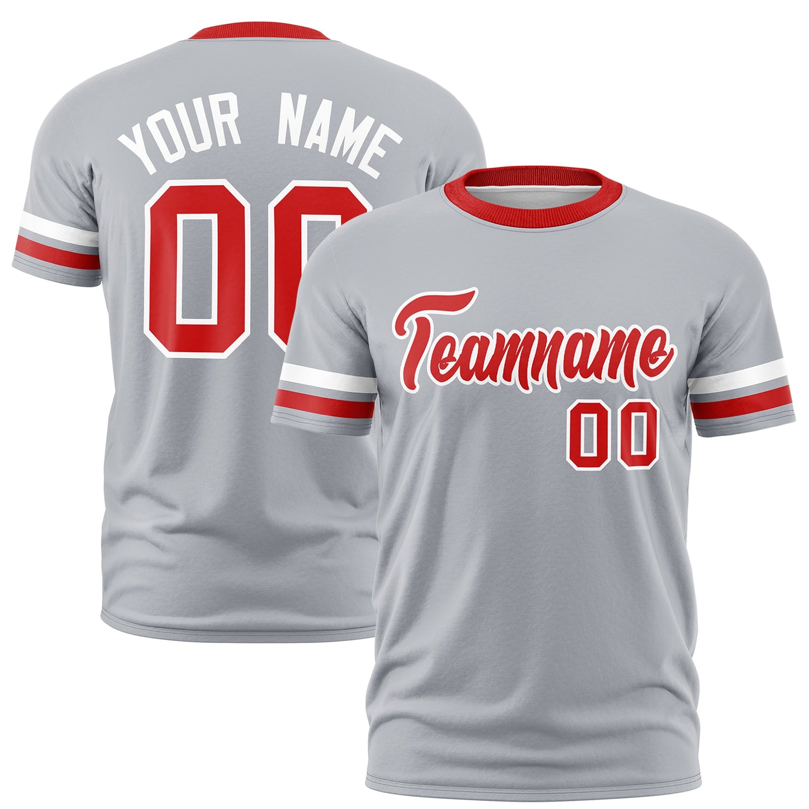 Custom Gray Red Classic Style Stripe Fashion T-shirt| KXKSHOP