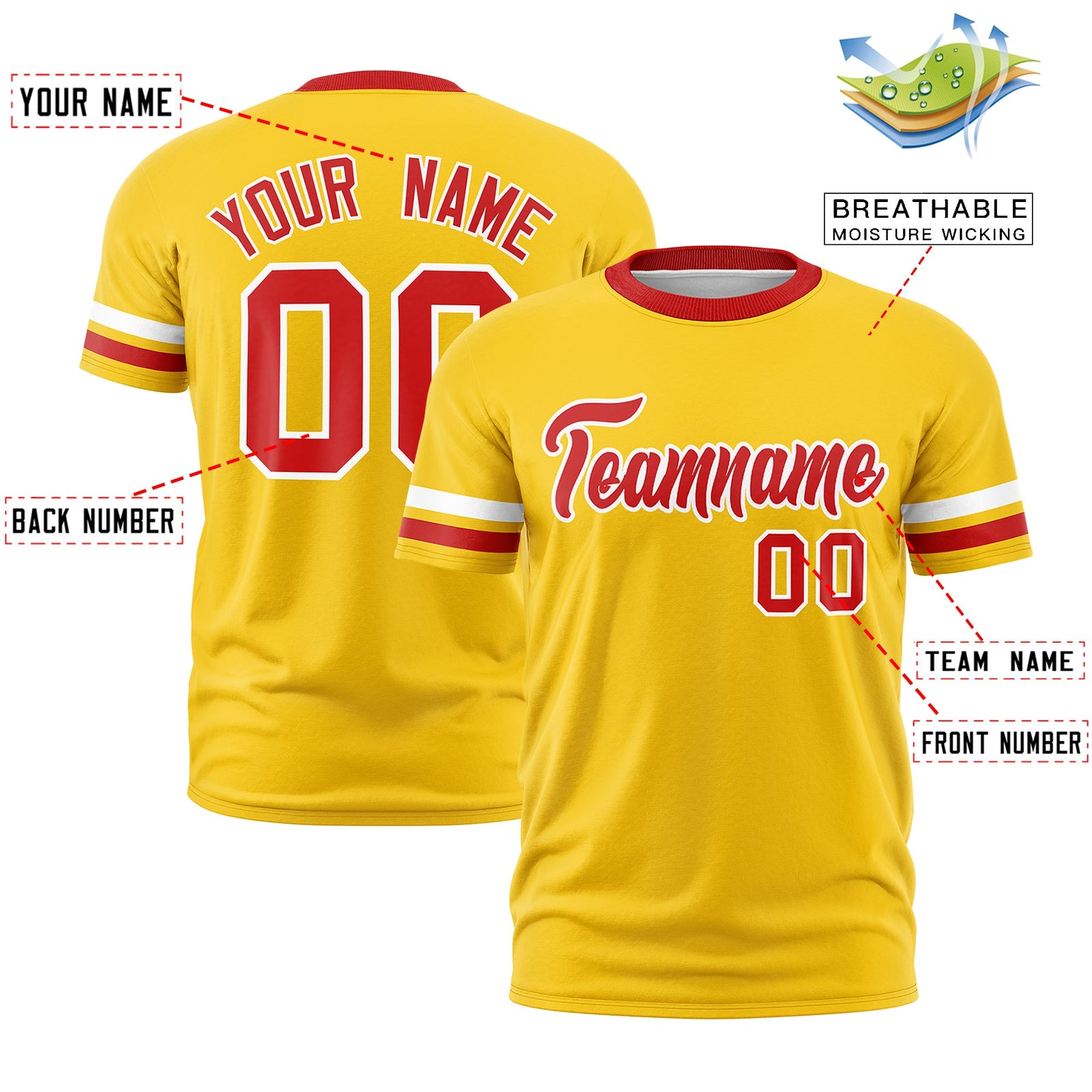 Custom Gold Red Classic Style Stripe Fashion T-shirt| KXKSHOP