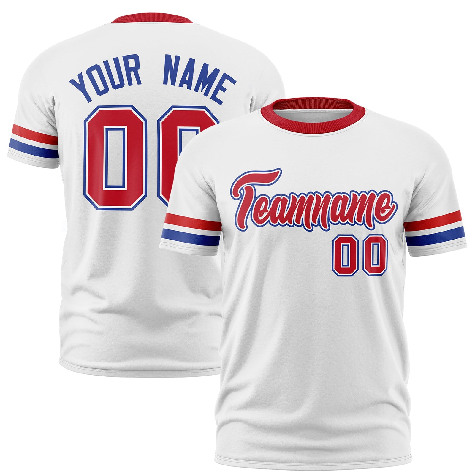 Custom White Royal Blue Classic Style Stripe Fashion T-shirt| KXKSHOP