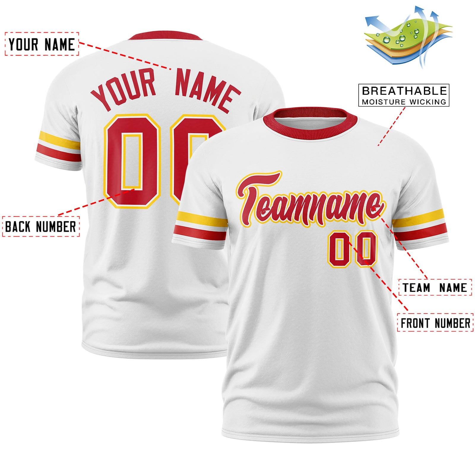 Custom White Red Classic Style Stripe Fashion T-shirt| KXKSHOP