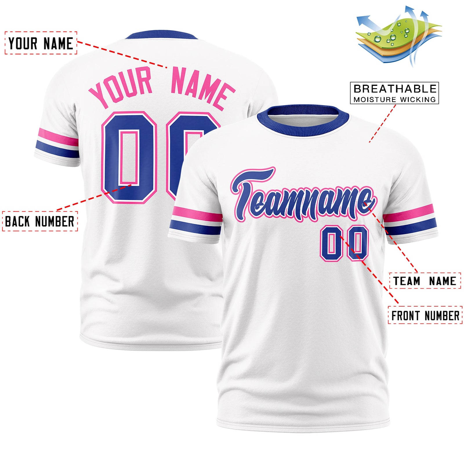 Custom White Royal Blue Classic Style Stripe Fashion T-shirt| KXKSHOP