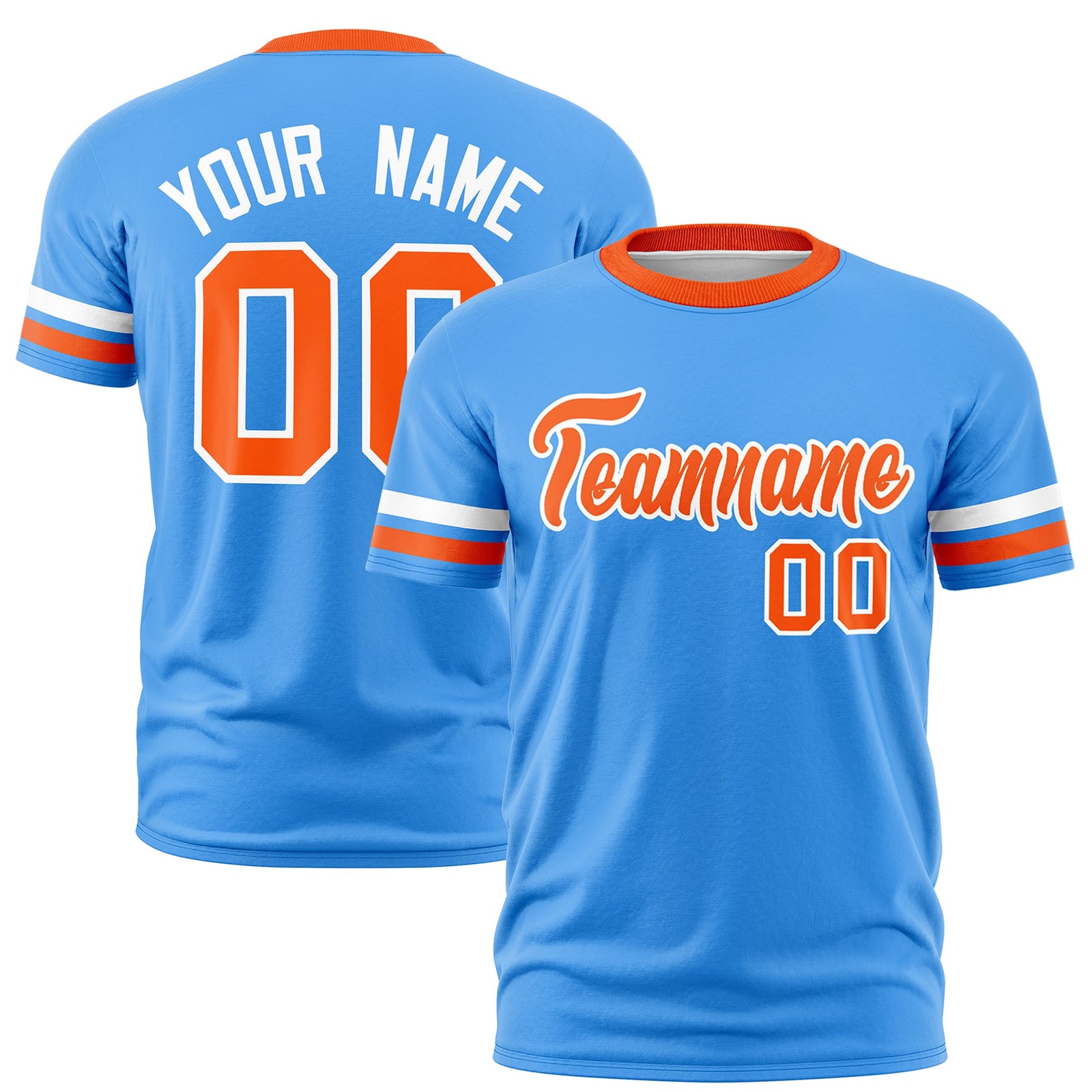 Custom Aqua Orange Classic Style Stripe Fashion T-shirt| KXKSHOP