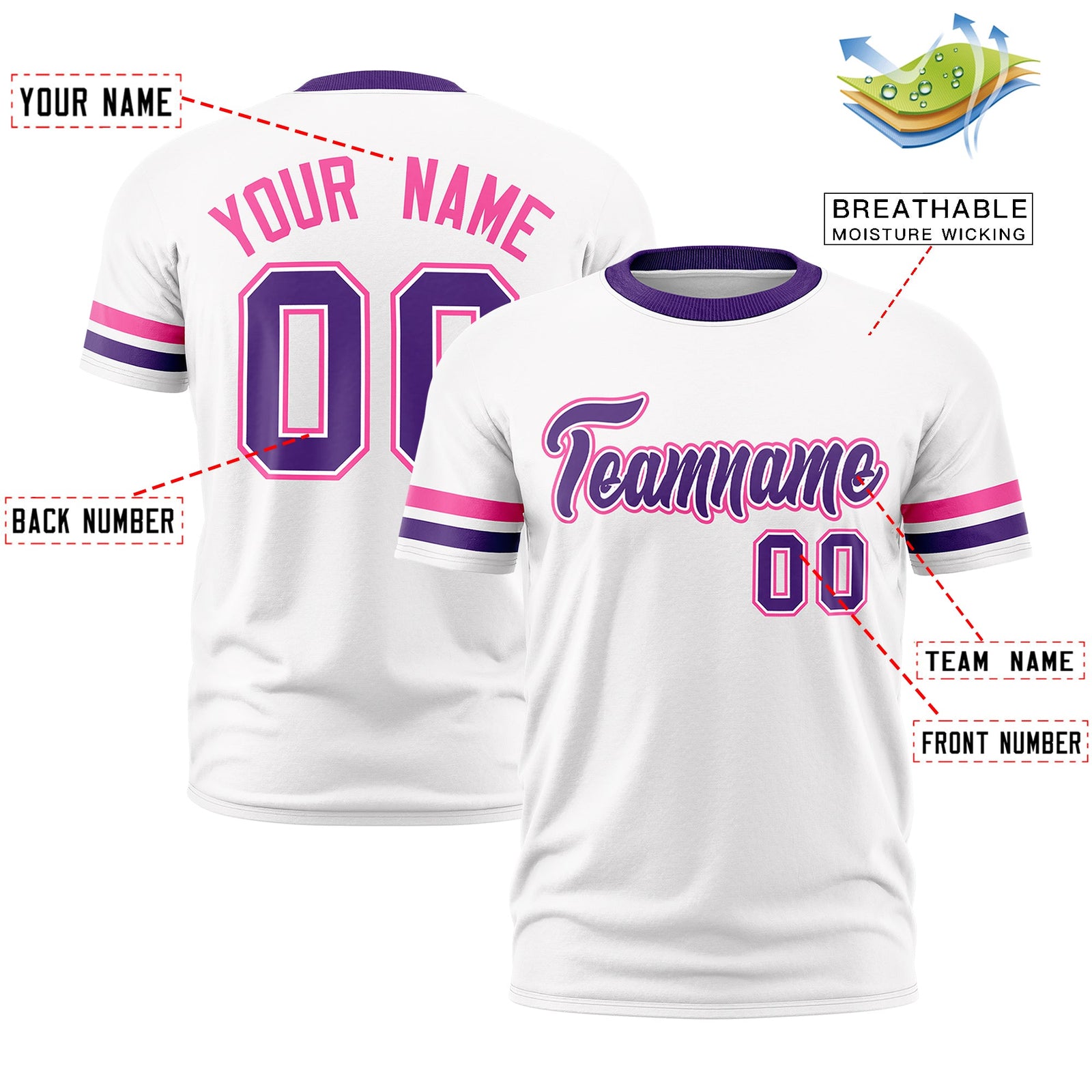 Custom White Purple Classic Style Stripe Fashion T-shirt| KXKSHOP
