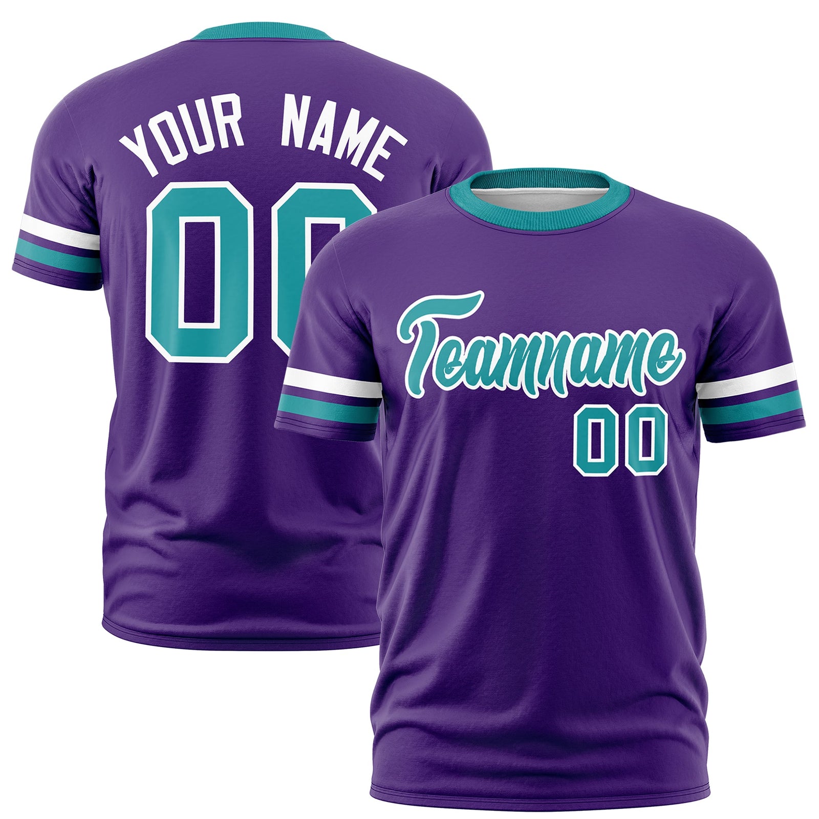 Custom Purple Aqua Classic Style Stripe Fashion T-shirt| KXKSHOP