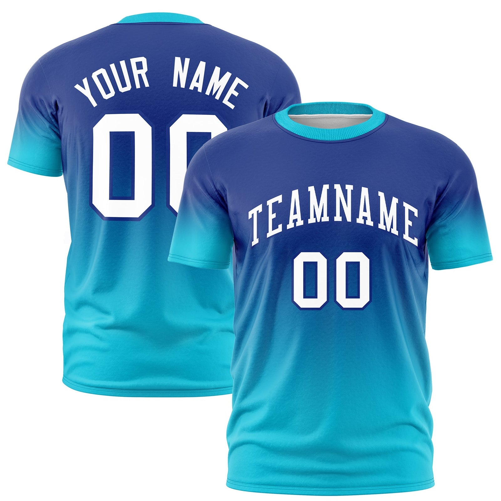 Custom Royal Blue White Gradient Fashion Lightweight T-shirt| KXKSHOP