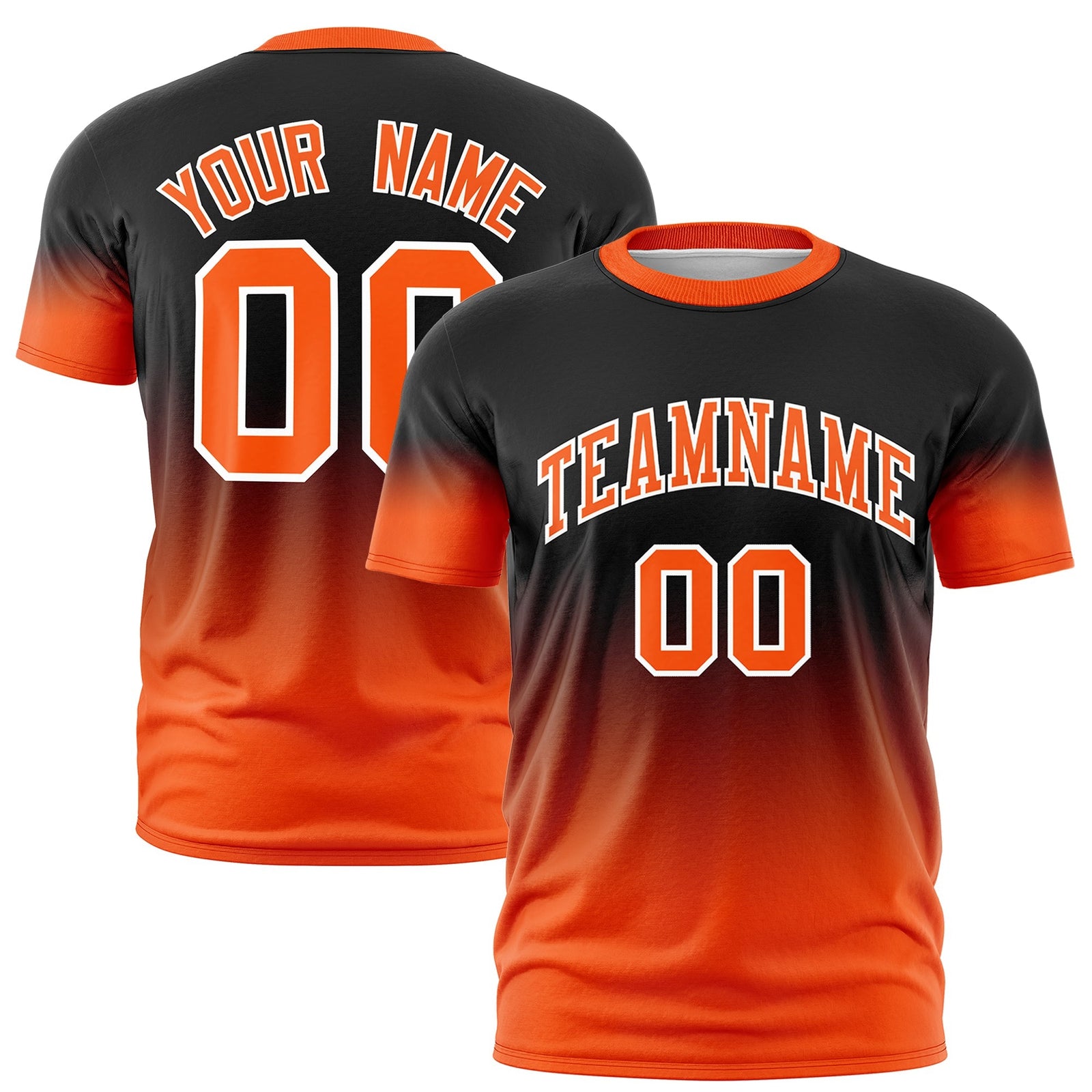 Custom Black Orange White Gradient Fashion Lightweight T-shirt| KXKSHOP