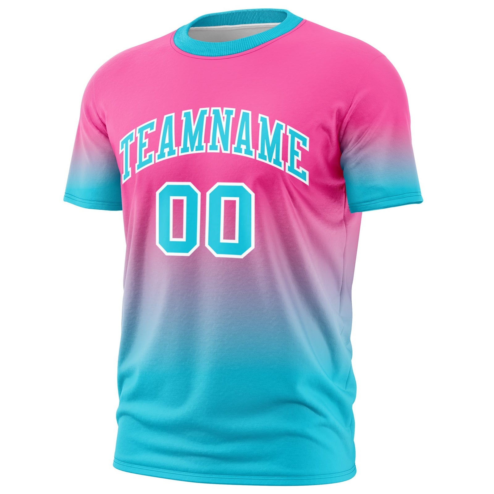 Custom Pink Sky Blue White Gradient Fashion Quick Dry T-shirt| KXKSHOP