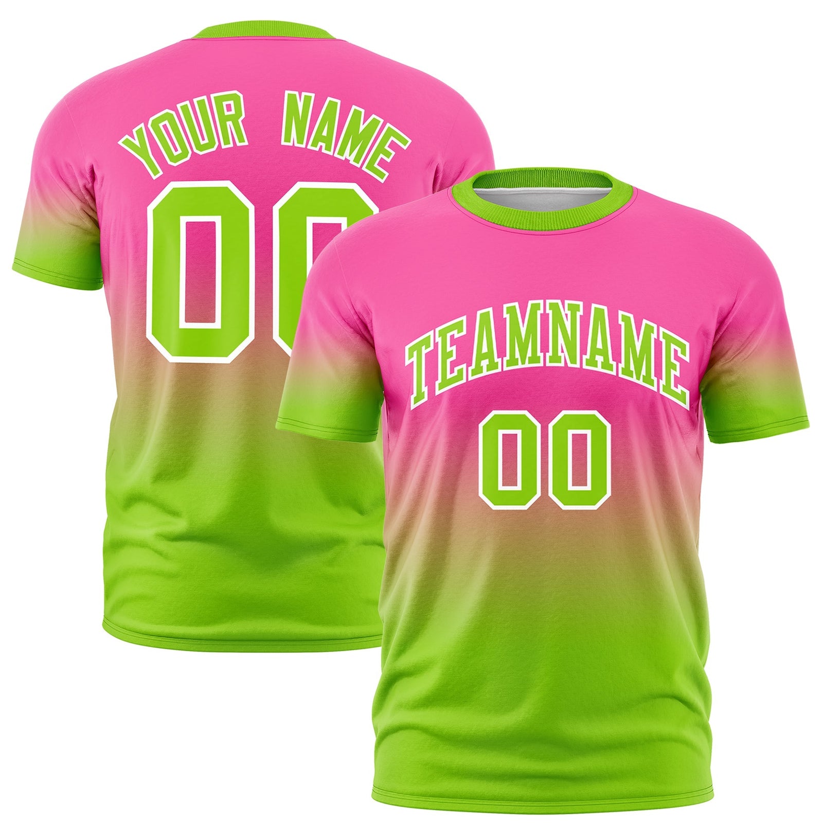 Custom Pink Neon Green White Gradient Fashion Quick Dry T-shirt| KXKSHOP