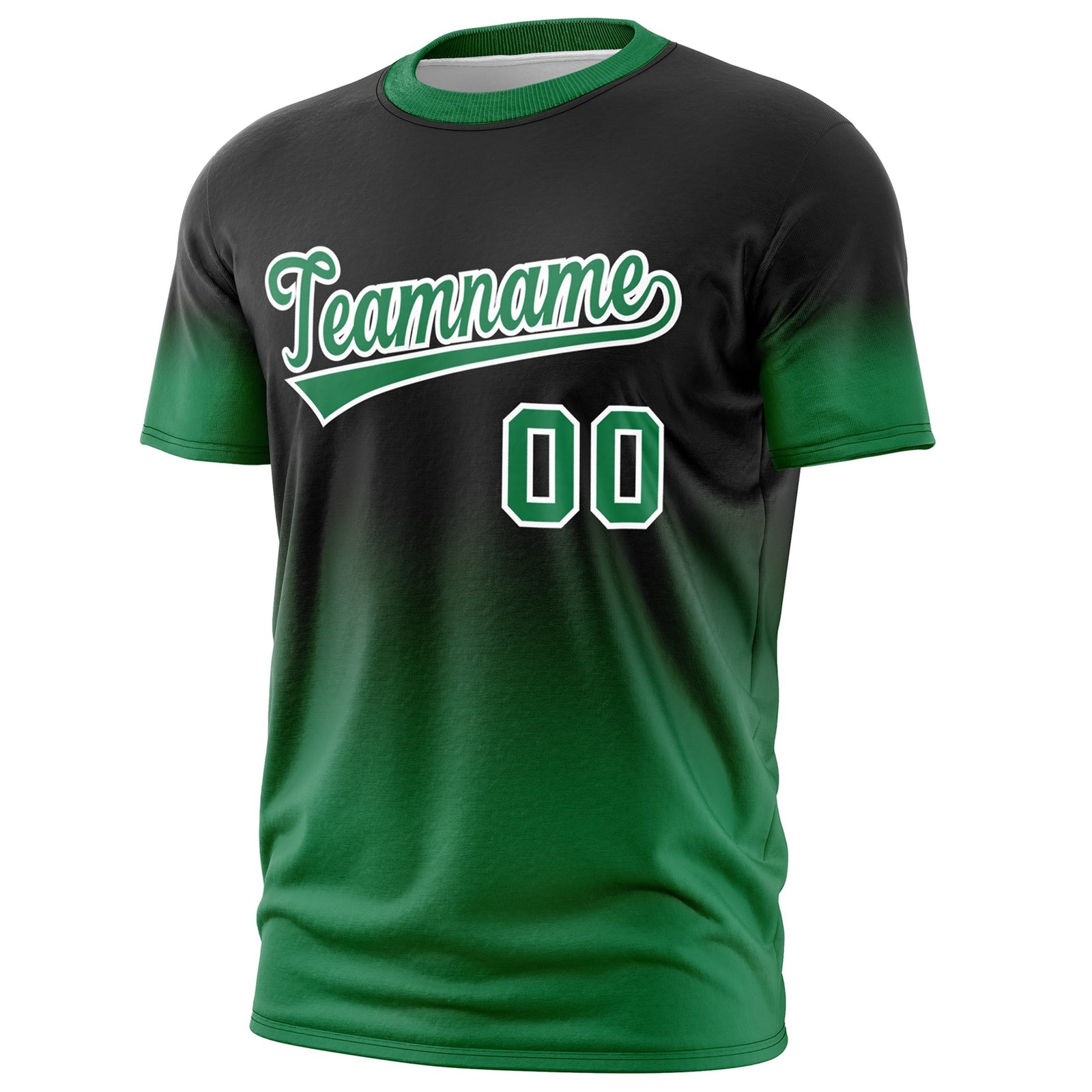 Custom Black Kelly Green White Gradient Fashion Quick Dry T-shirt| KXKSHOP