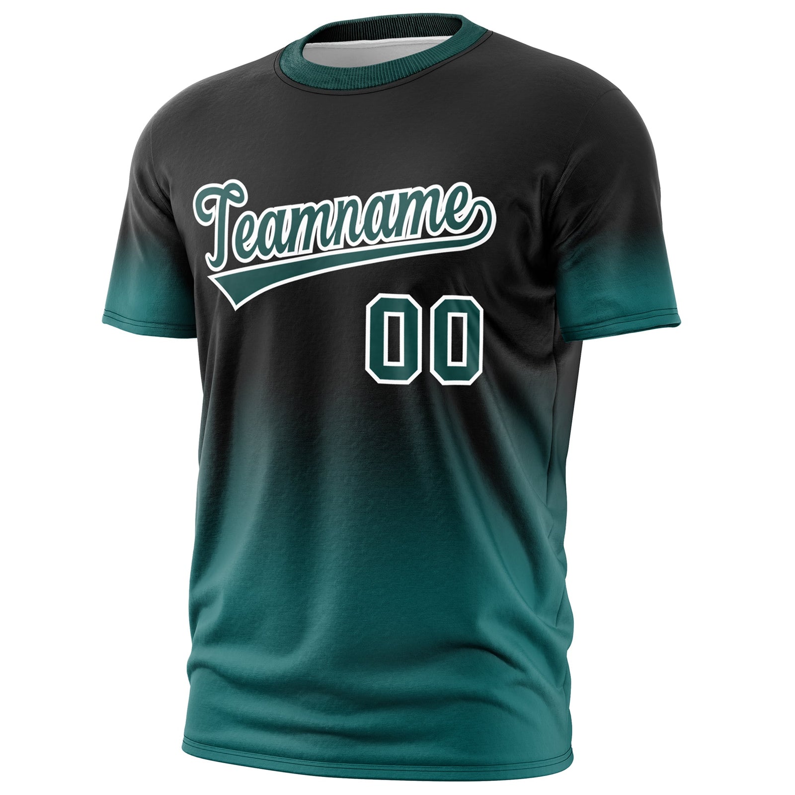 Custom Black Teal White Gradient Fashion Quick Dry T-shirt| KXKSHOP