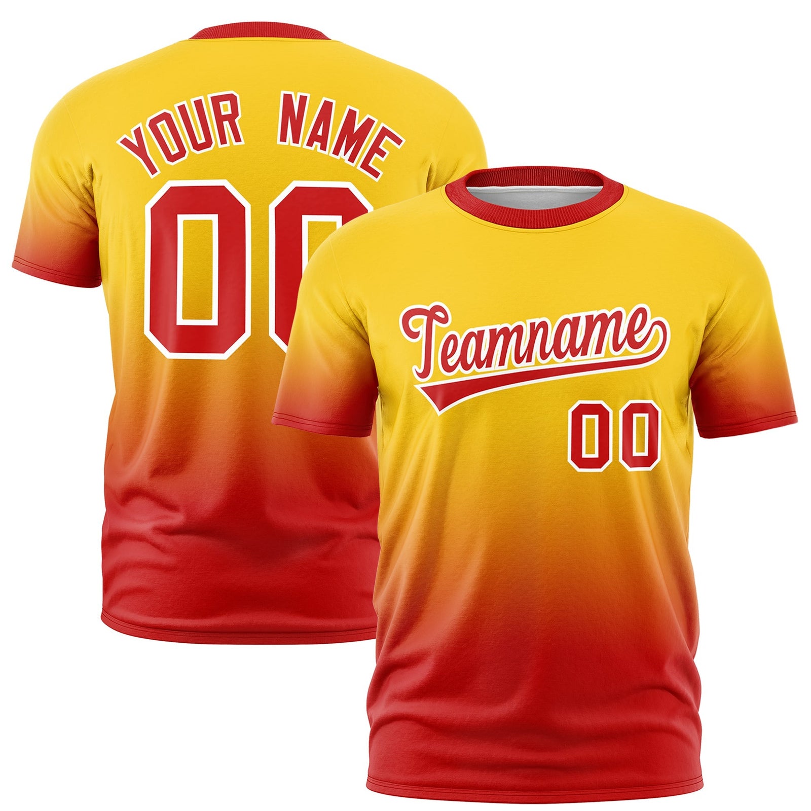 Custom Gold Red White Gradient Fashion Lightweight T-shirt| KXKSHOP