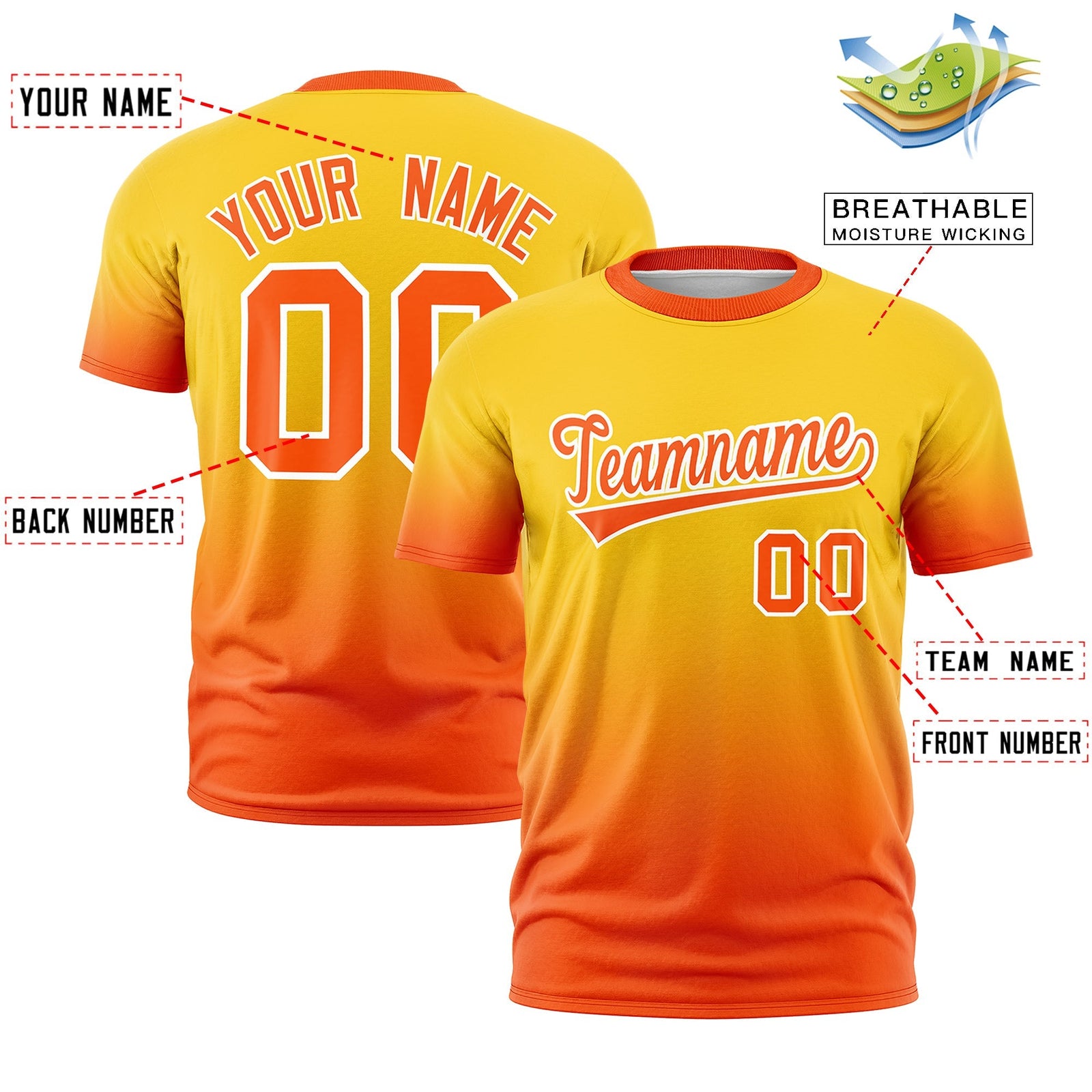 Custom Gold Orange White Gradient Fashion Lightweight T-shirt| KXKSHOP