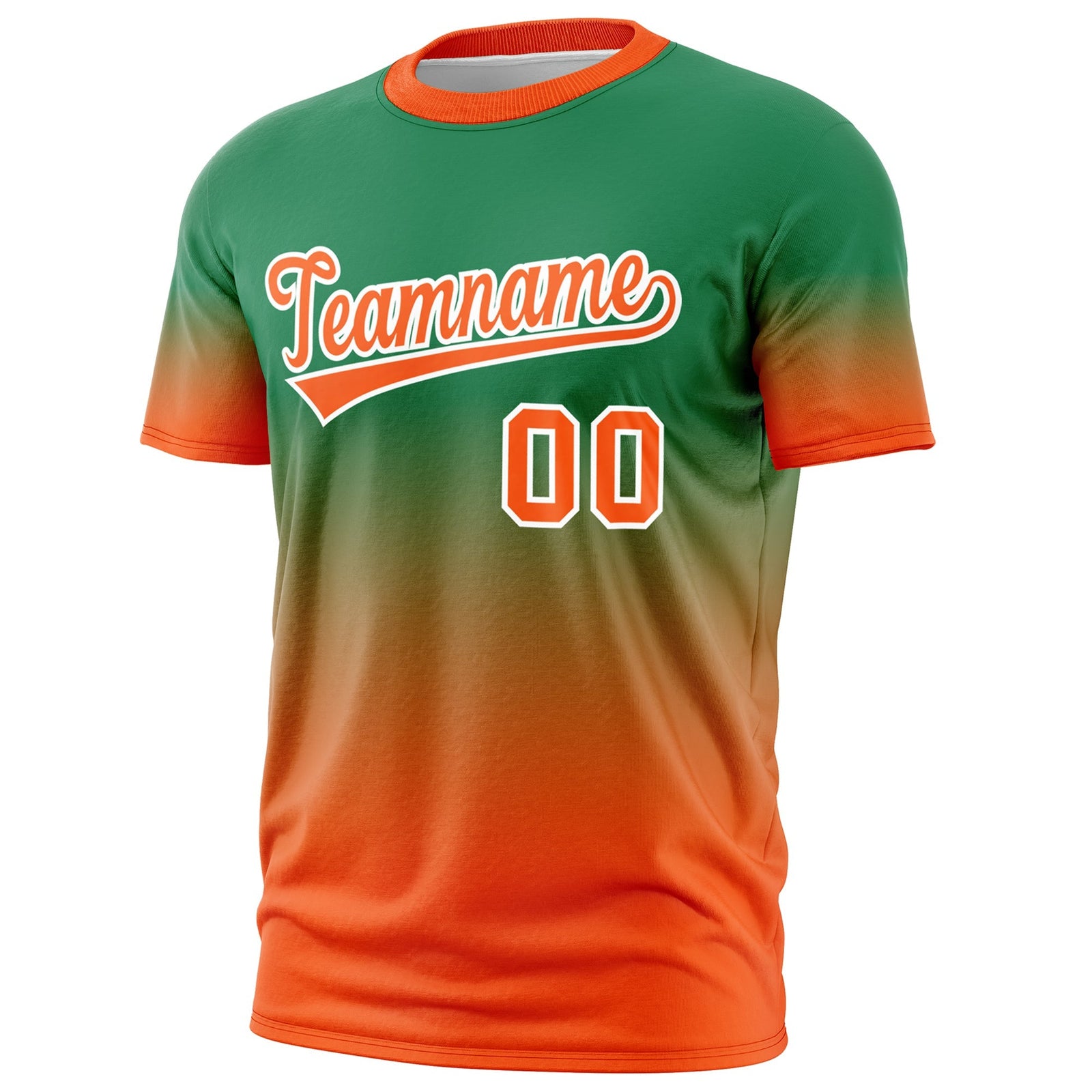 Custom Kelly Green Orange White Gradient Fashion Lightweight T-shirt| KXKSHOP
