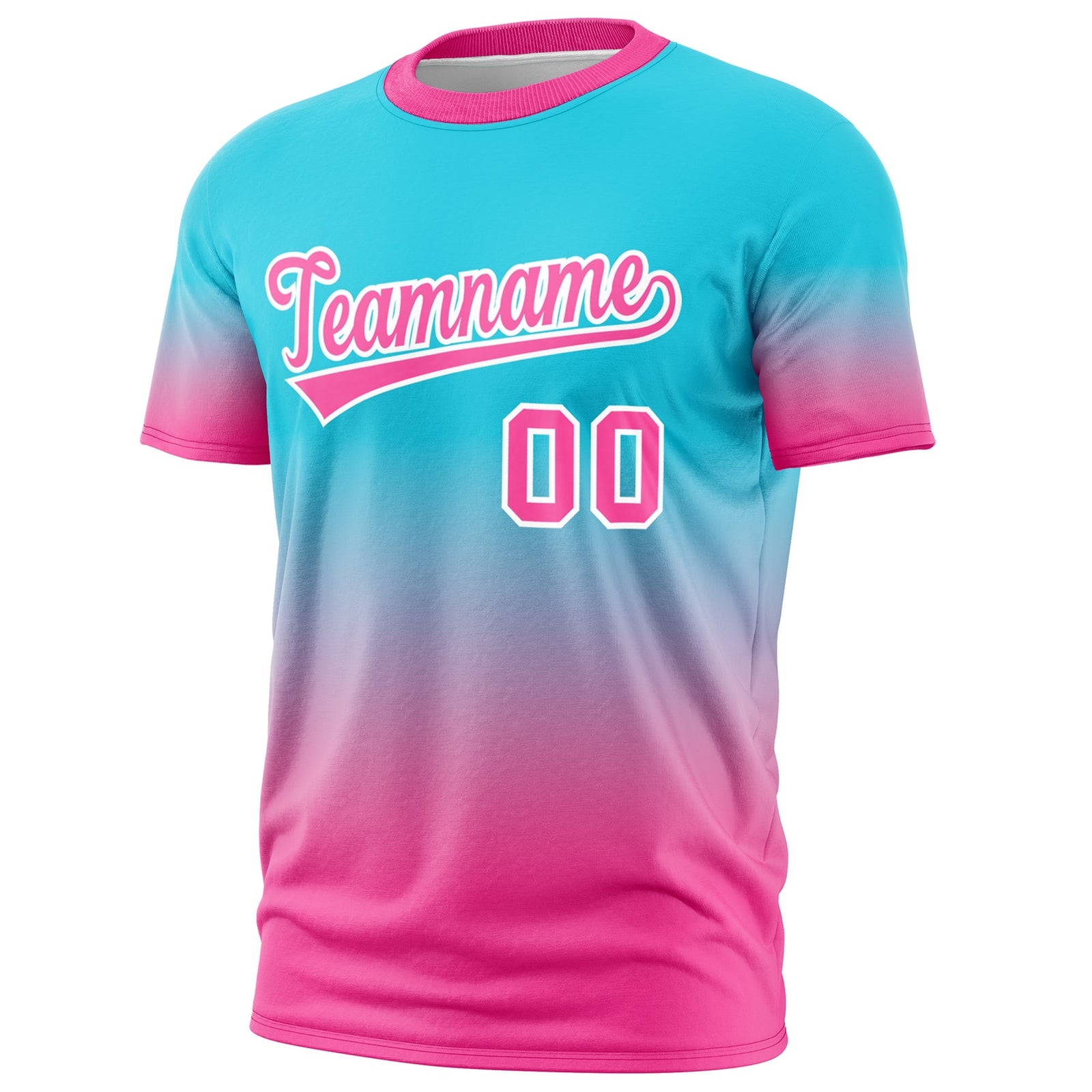 Custom Sky Blue Pink White Gradient Fashion Lightweight T-shirt| KXKSHOP