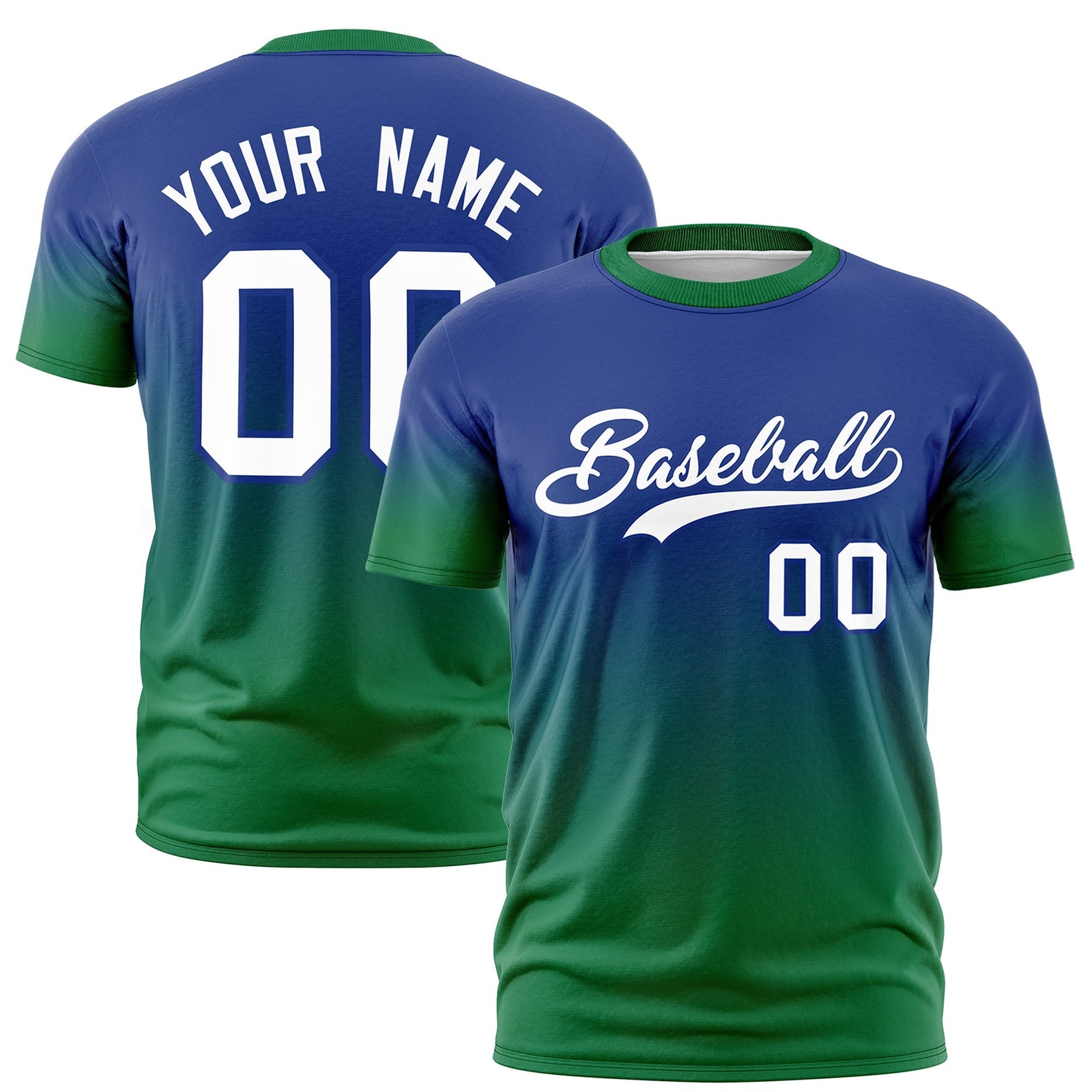 Custom Royal Blue White Gradient Fashion Quick Dry T-shirt| KXKSHOP
