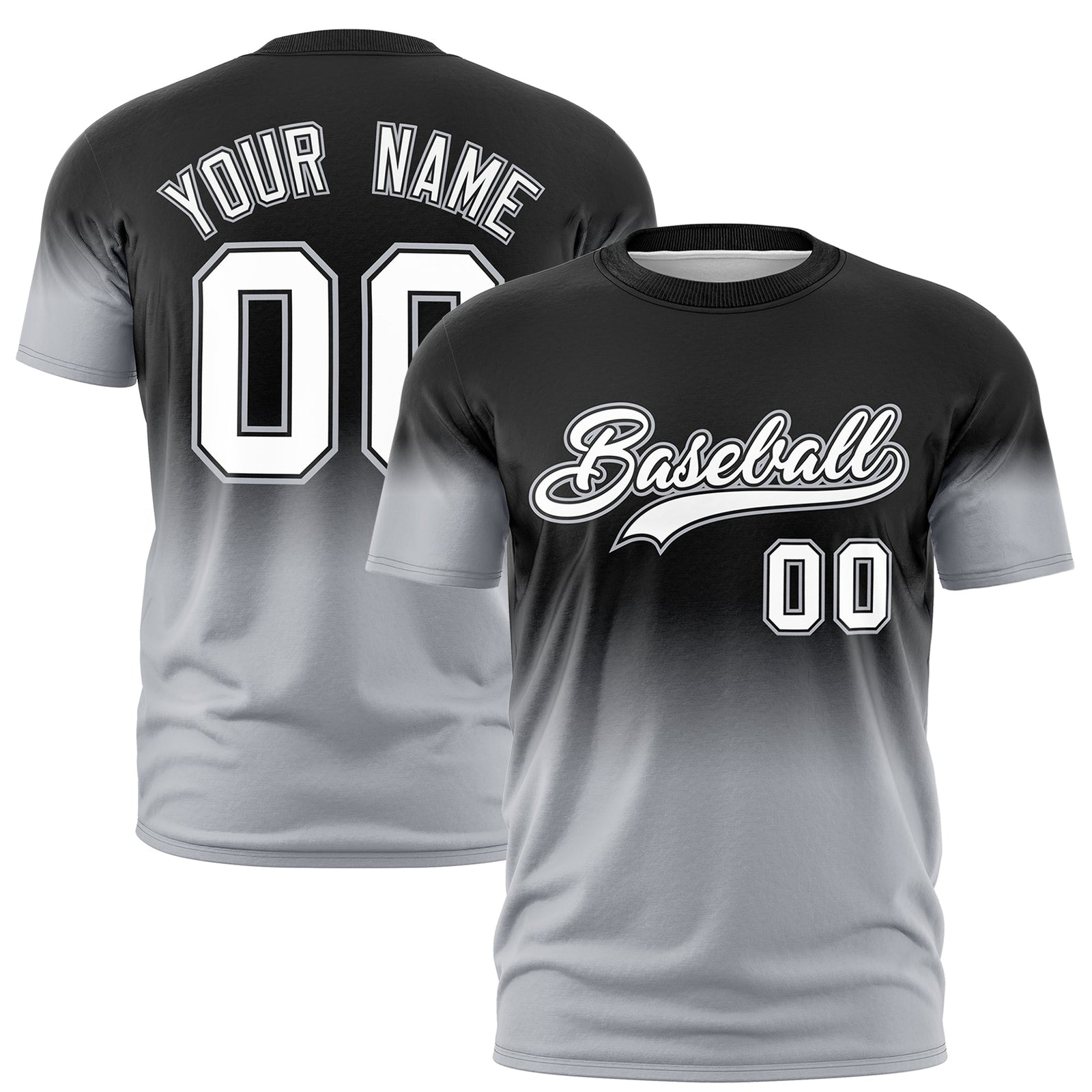 Custom Black White Gray Gradient Fashion Lightweight T-shirt| KXKSHOP