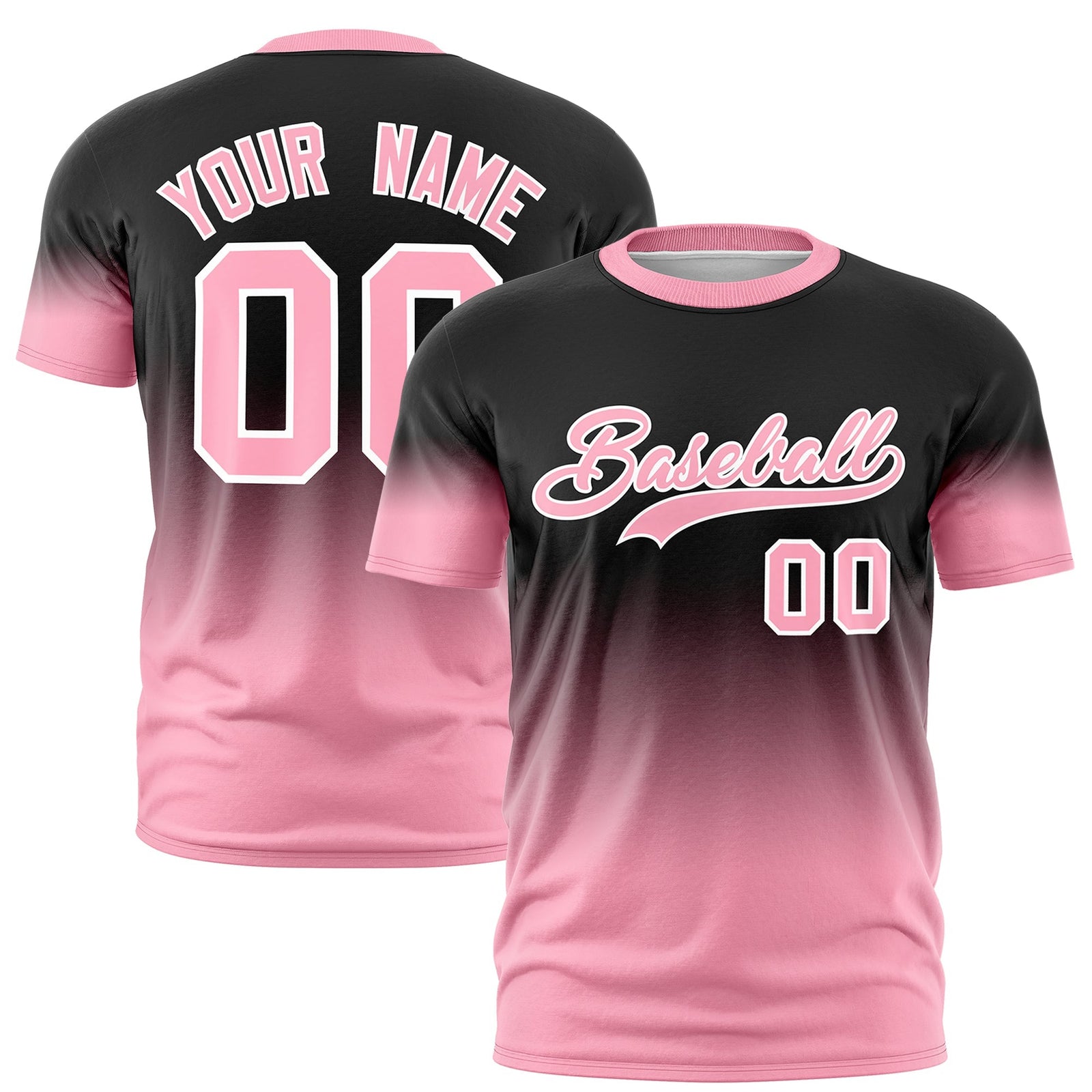 Custom Black Light Pink White Gradient Fashion Quick Dry T-shirt| KXKSHOP