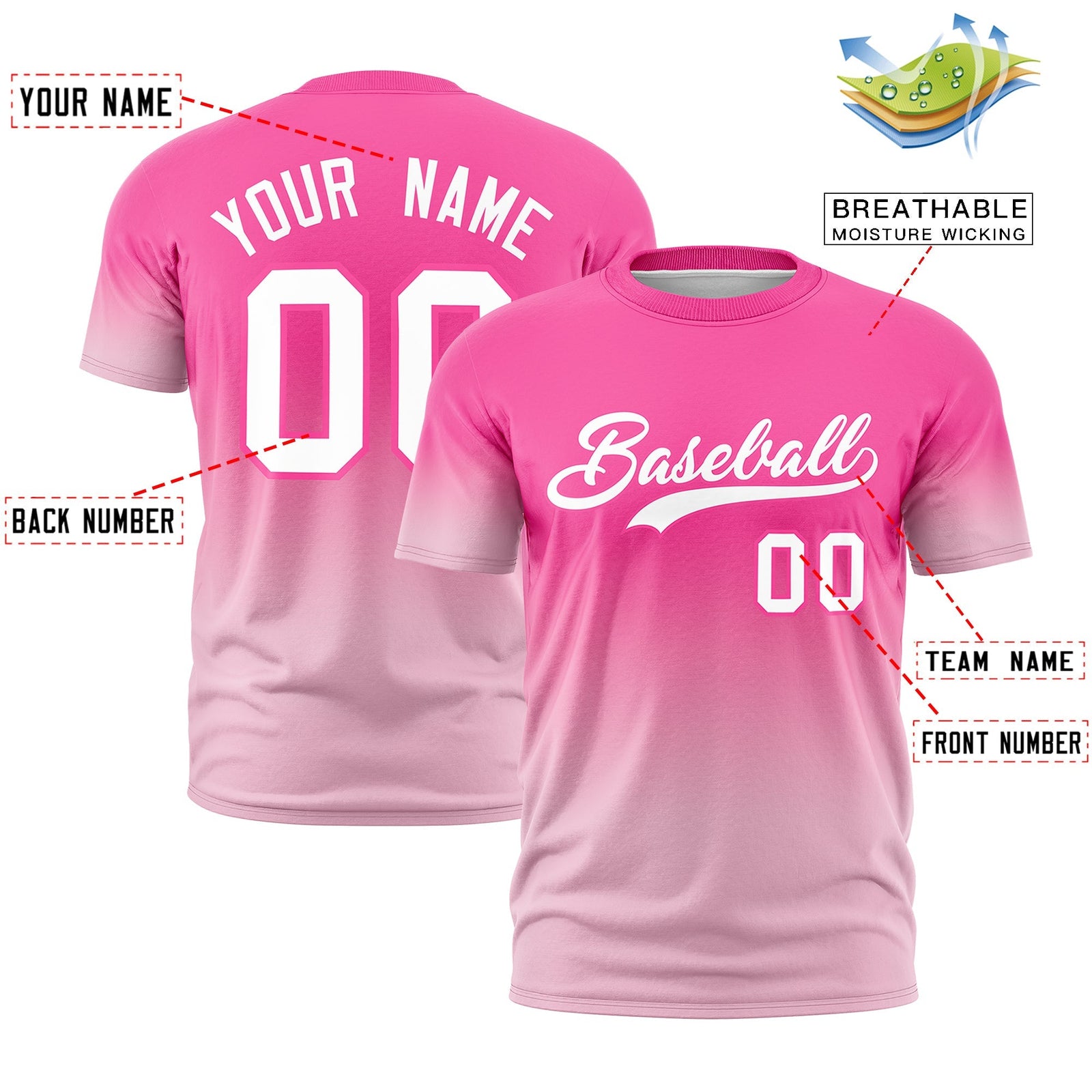 Custom White Pink Gradient Fashion Lightweight T-shirt| KXKSHOP