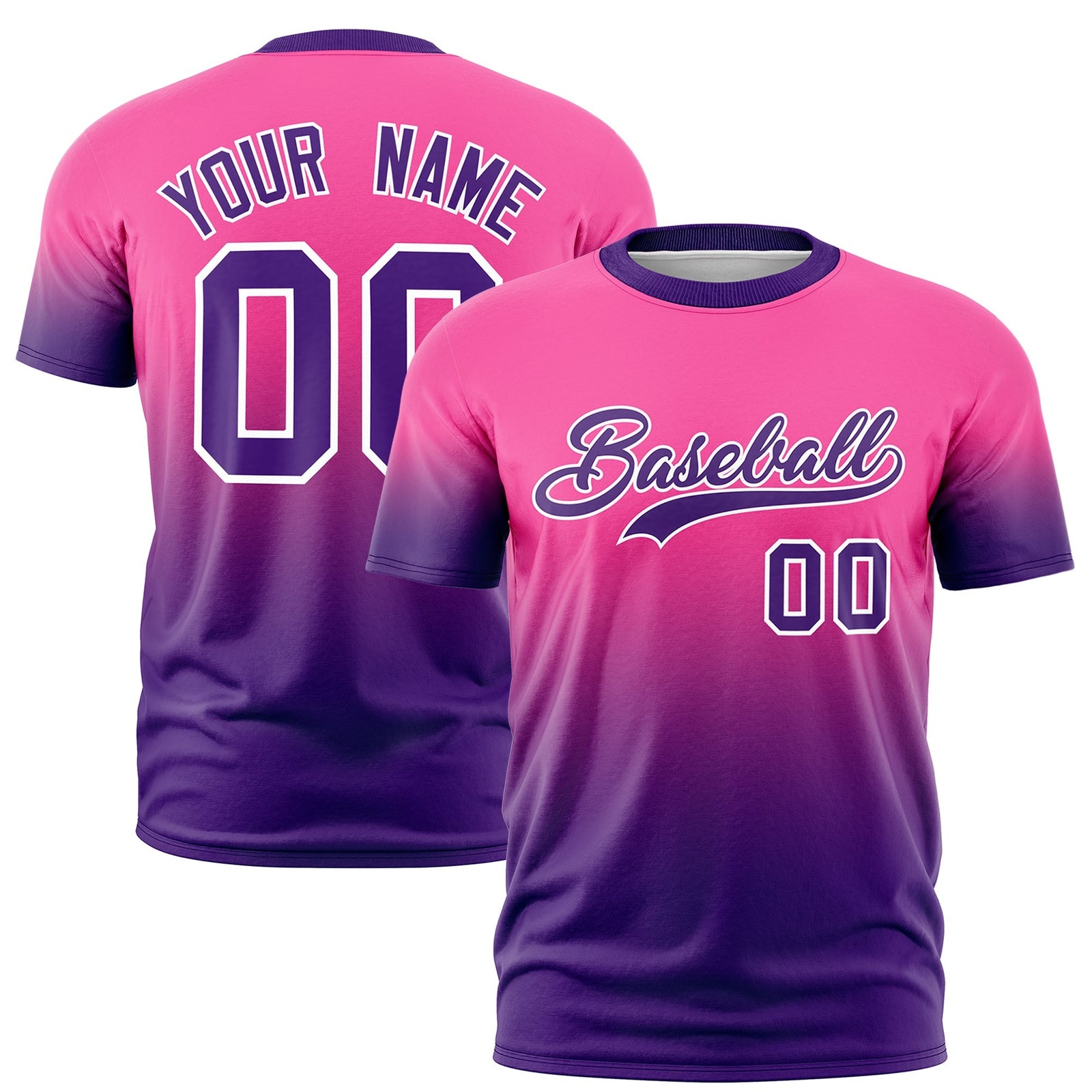Custom Pink Purple White Gradient Fashion Quick Dry T-shirt| KXKSHOP
