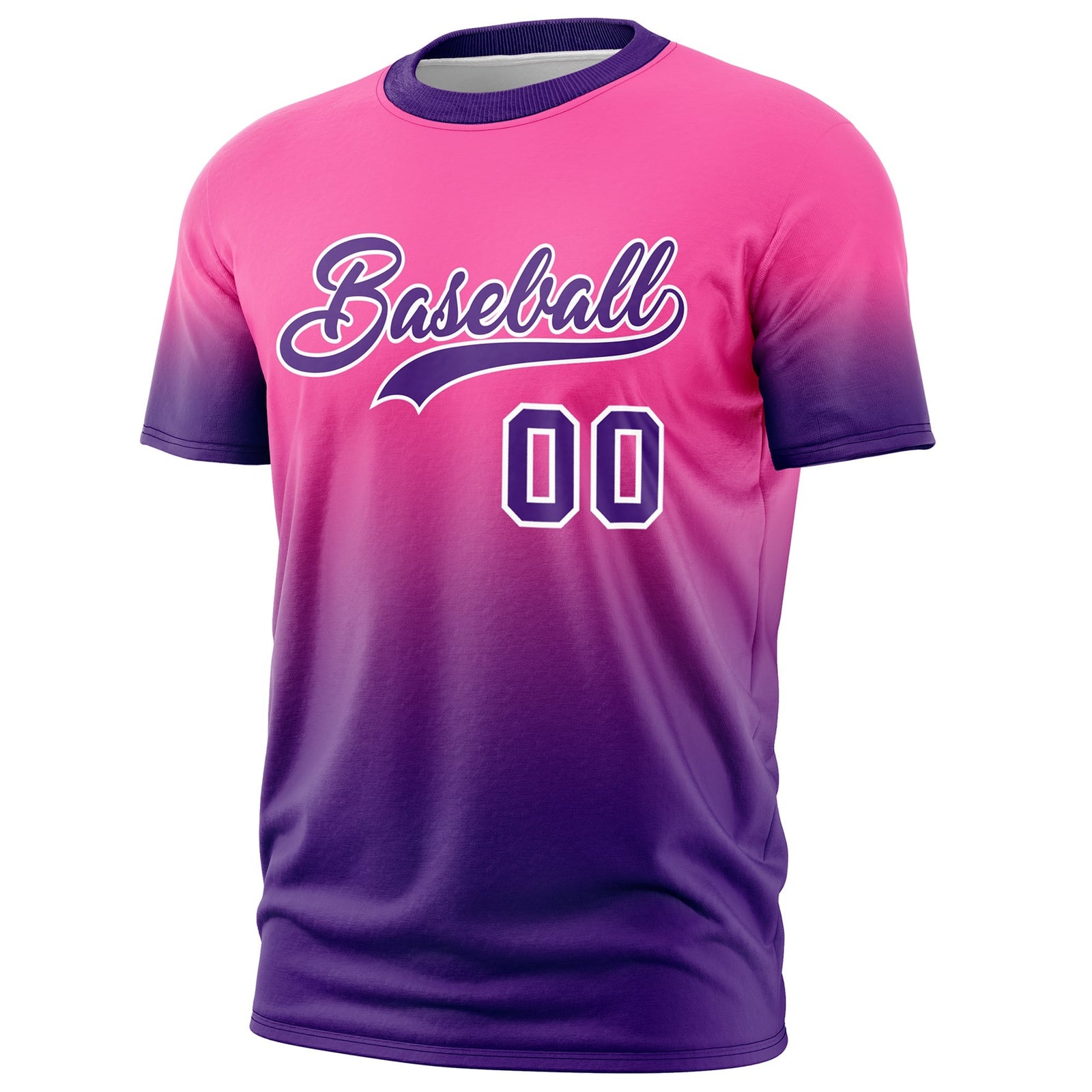 Custom Pink Purple White Gradient Fashion Quick Dry T-shirt| KXKSHOP