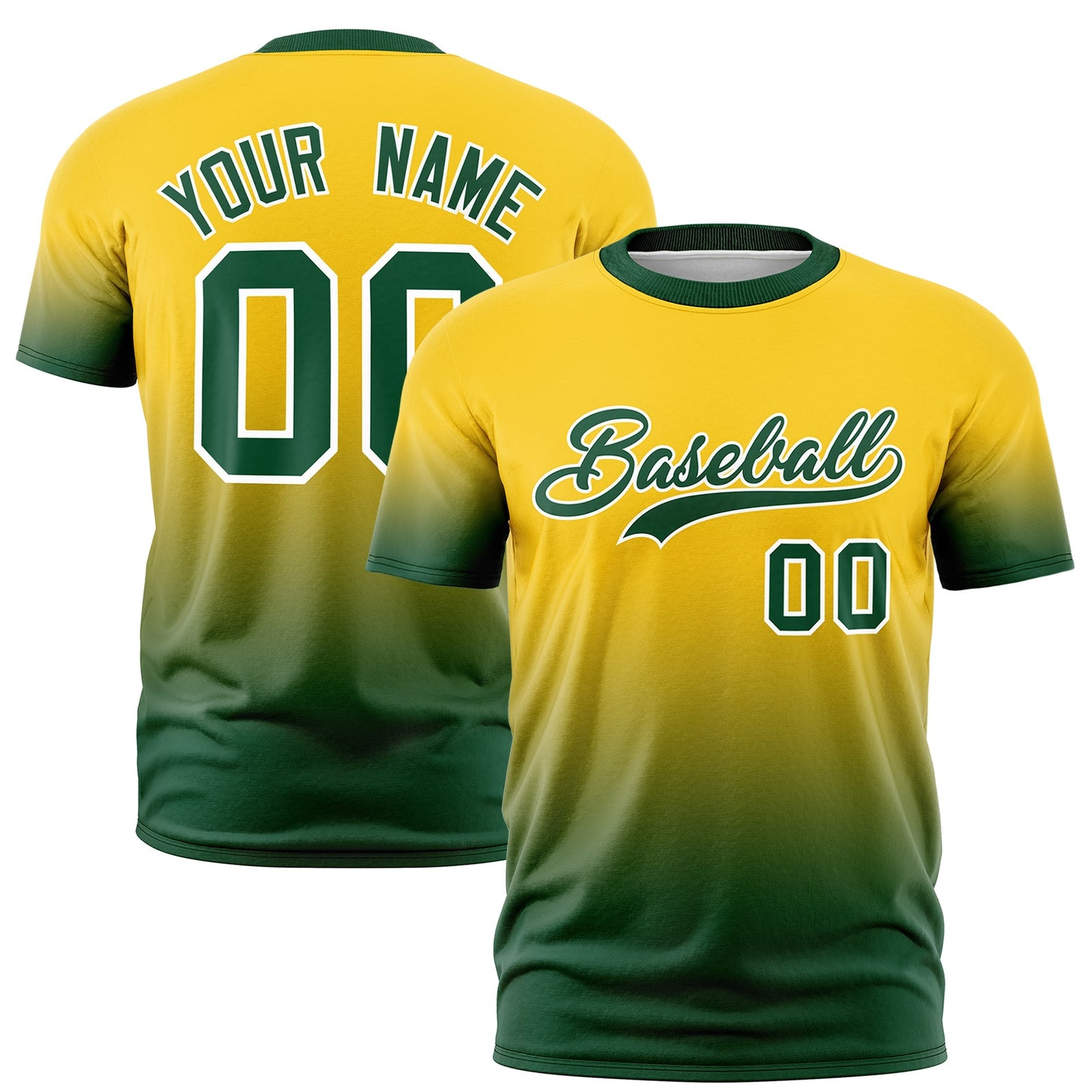 Custom Gold Green White Gradient Fashion Quick Dry T-shirt| KXKSHOP