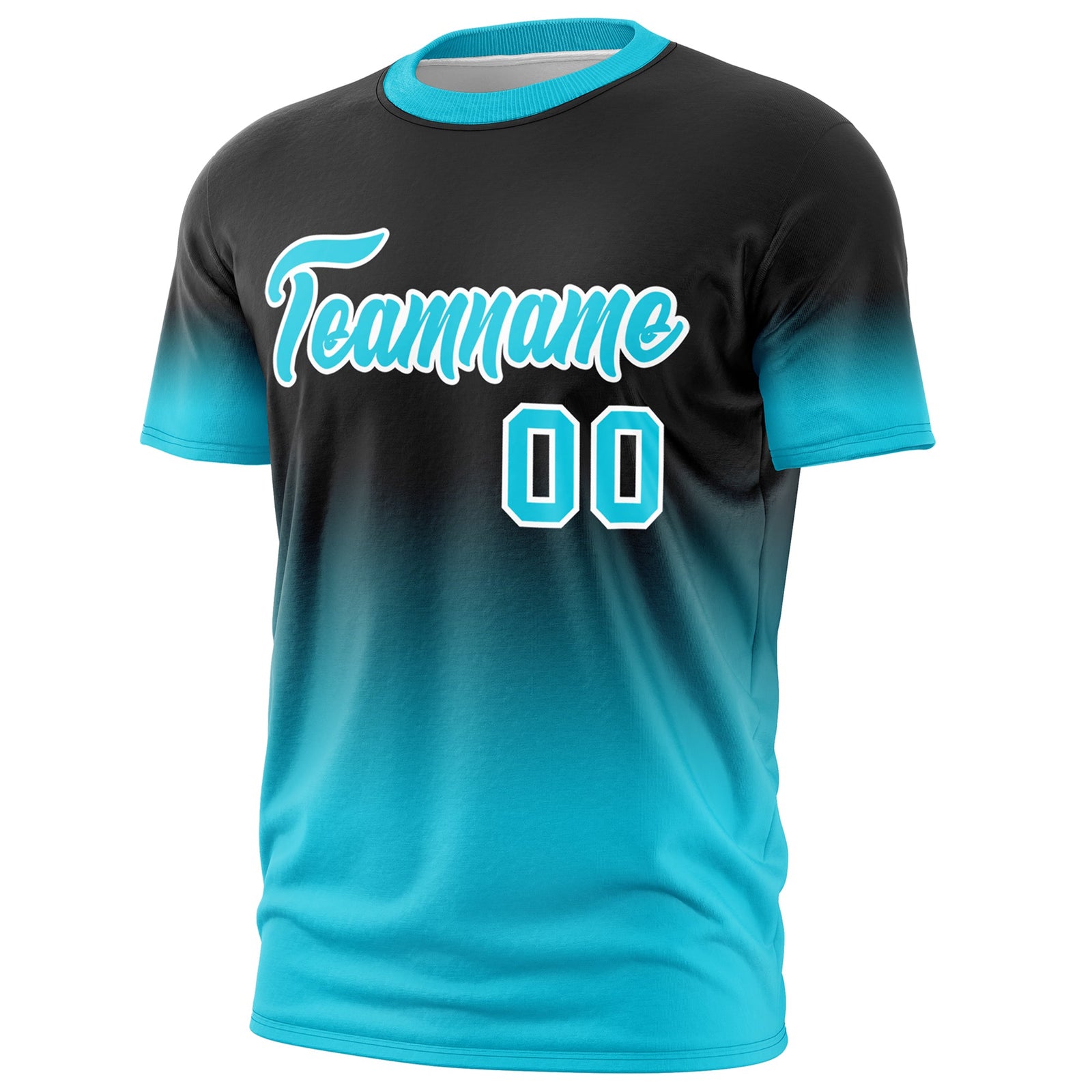 Custom Black Sky Blue White Gradient Fashion Lightweight T-shirt| KXKSHOP